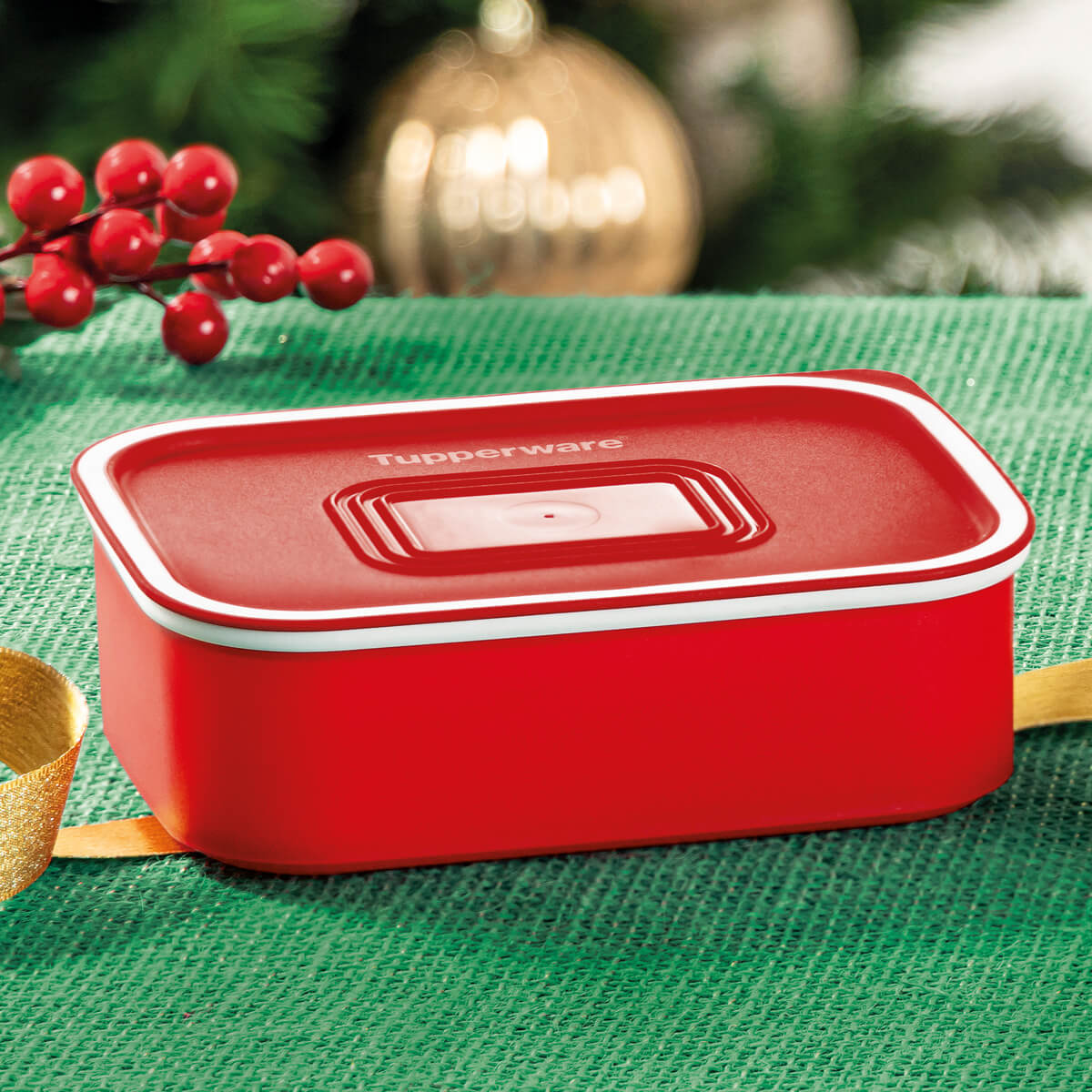 Kit Tupperware Baseline Retangular Vermelha Natal 4 peças