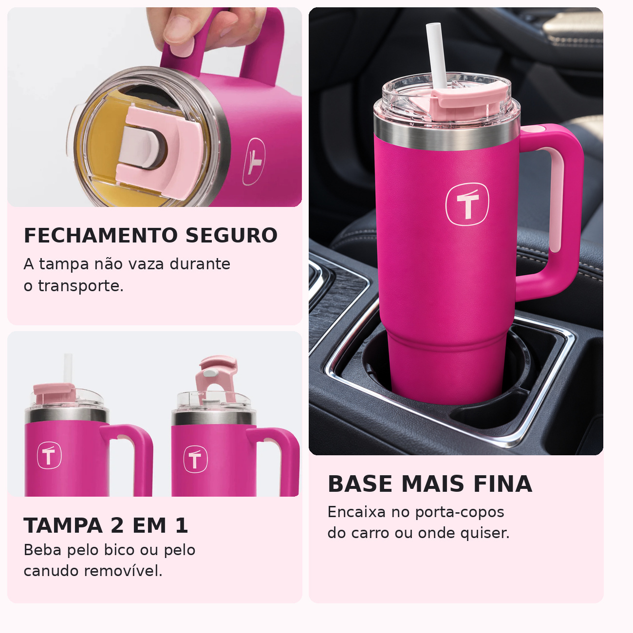 Copo Tupperware Térmico Big T Tumblers 1,1 litro Rosa - Comprar