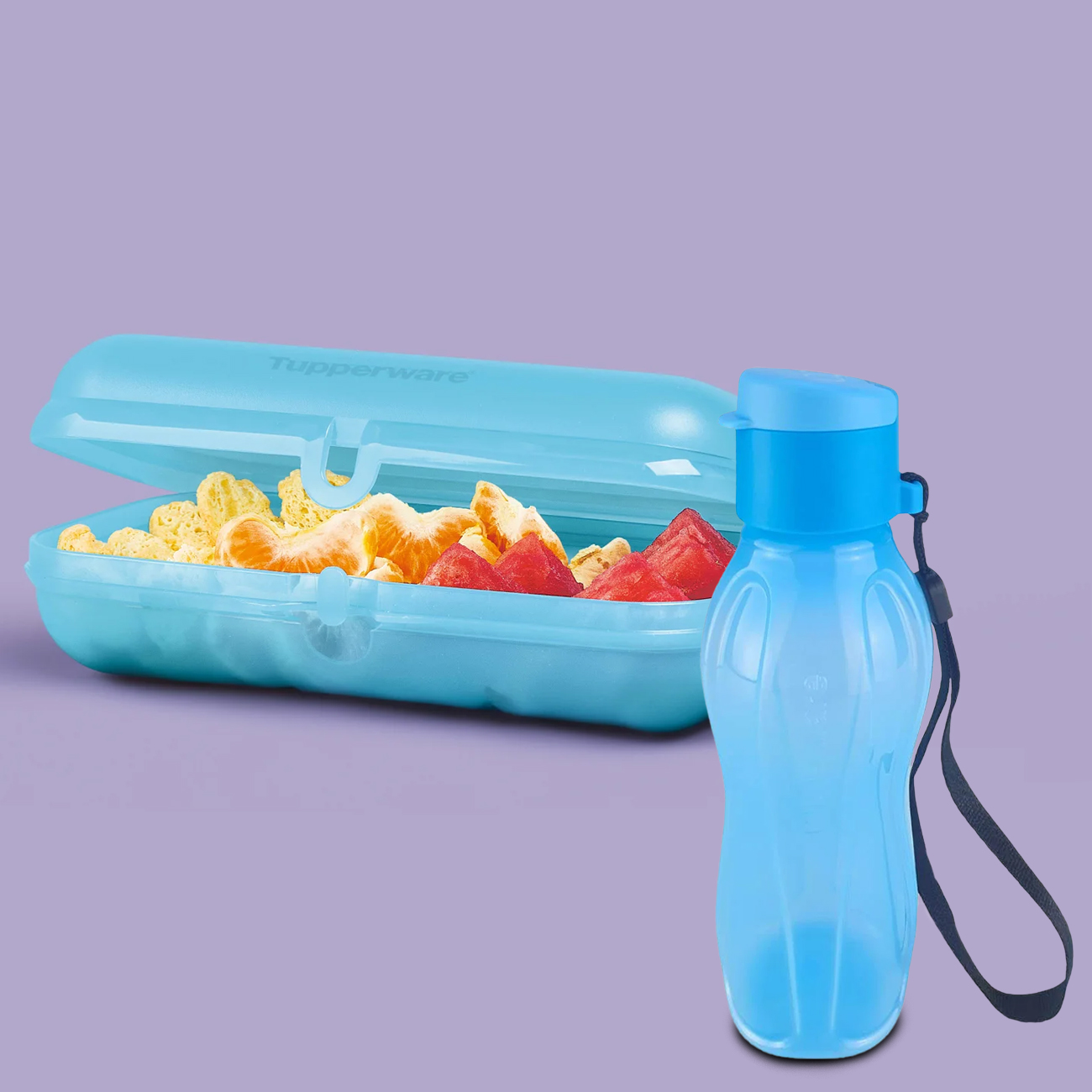 Kit Tupperware Porta Snack + Eco Tupper Plus 310ml Azul Sereno