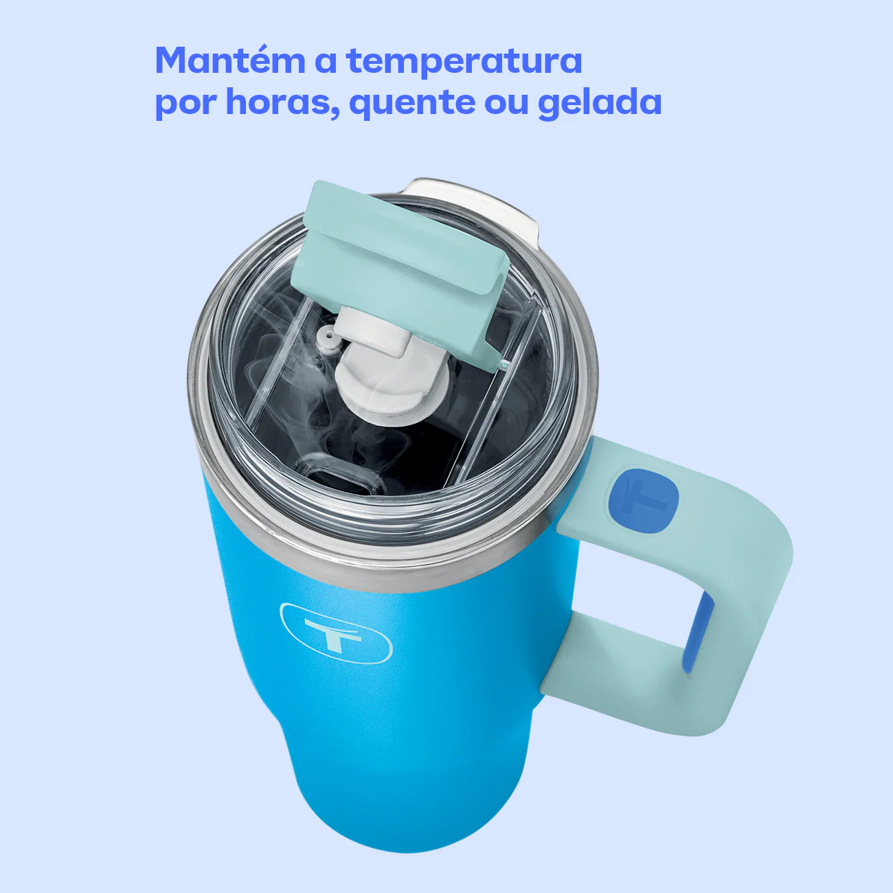 Tupperware Copo Térmico Big T com Canudo 1,1 litro Azul Grécia ...