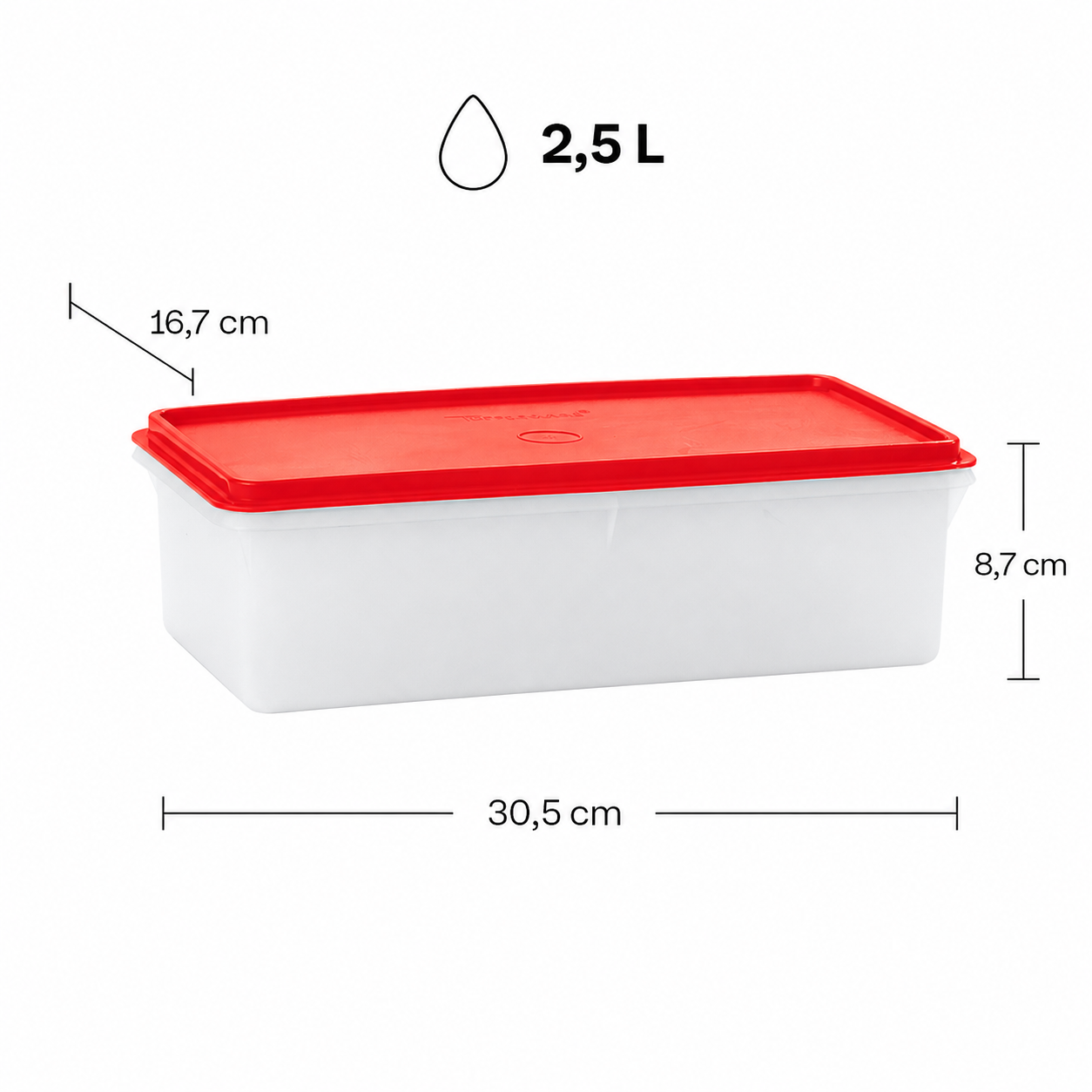 Tupperware Maxi Caixa 2,5 litros Transparente e Vermelho - Comprar