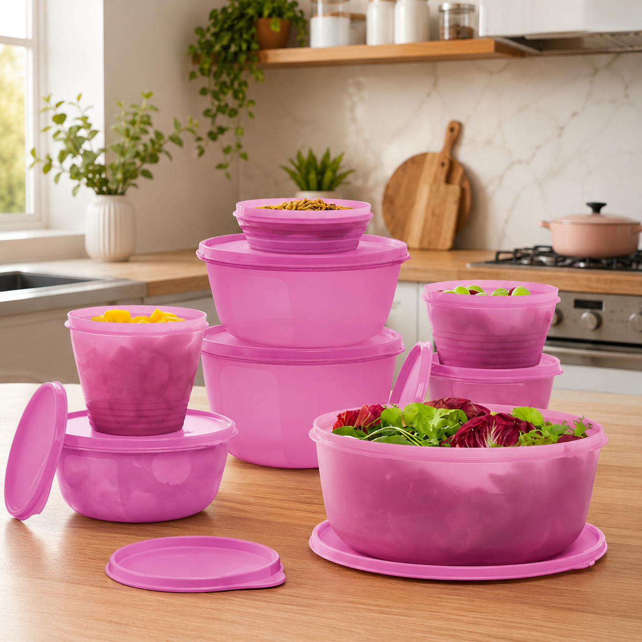 Kit Tupperware PDA 08/2026 Tigela Classic e Visual Rosa Tutu 8
