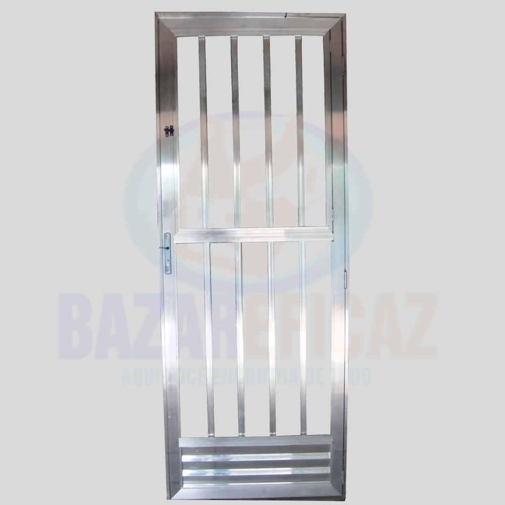 Porta de Alumínio Palito Vidro Canelado 70cm - Bazar Ouro e Prata