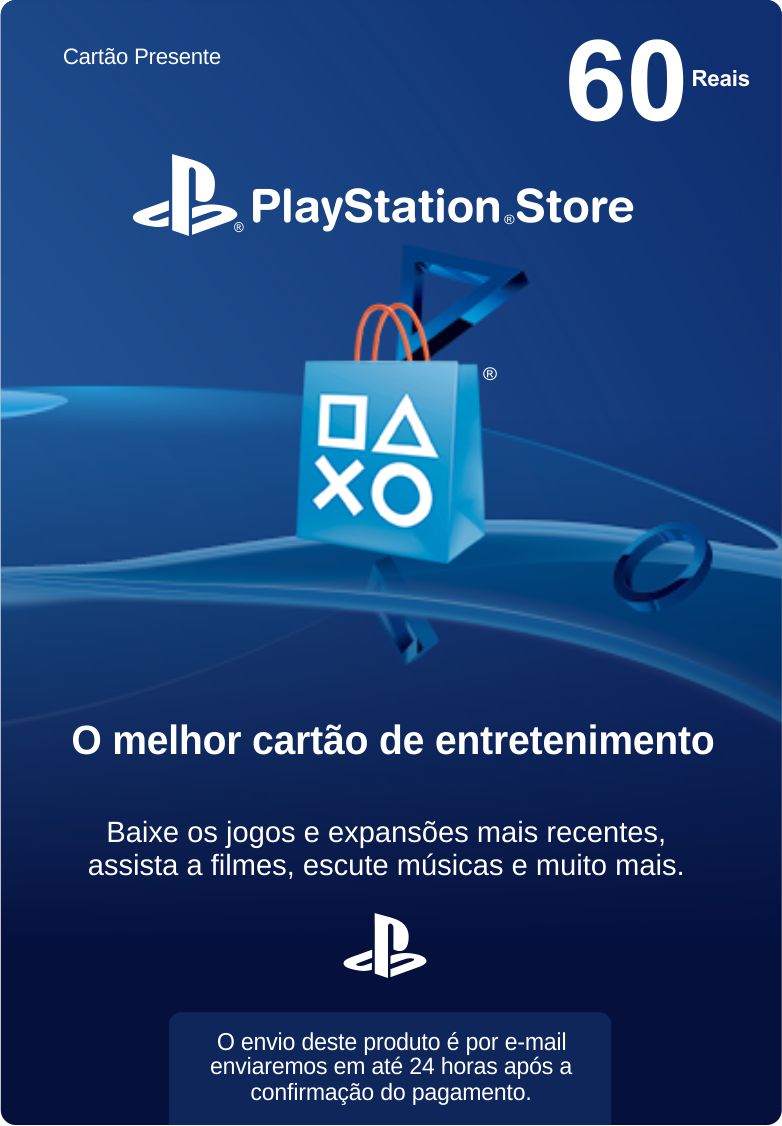 Cartão PSN. Gift Card para PS4 PS5. Playstation Plus e Créditos em Reais