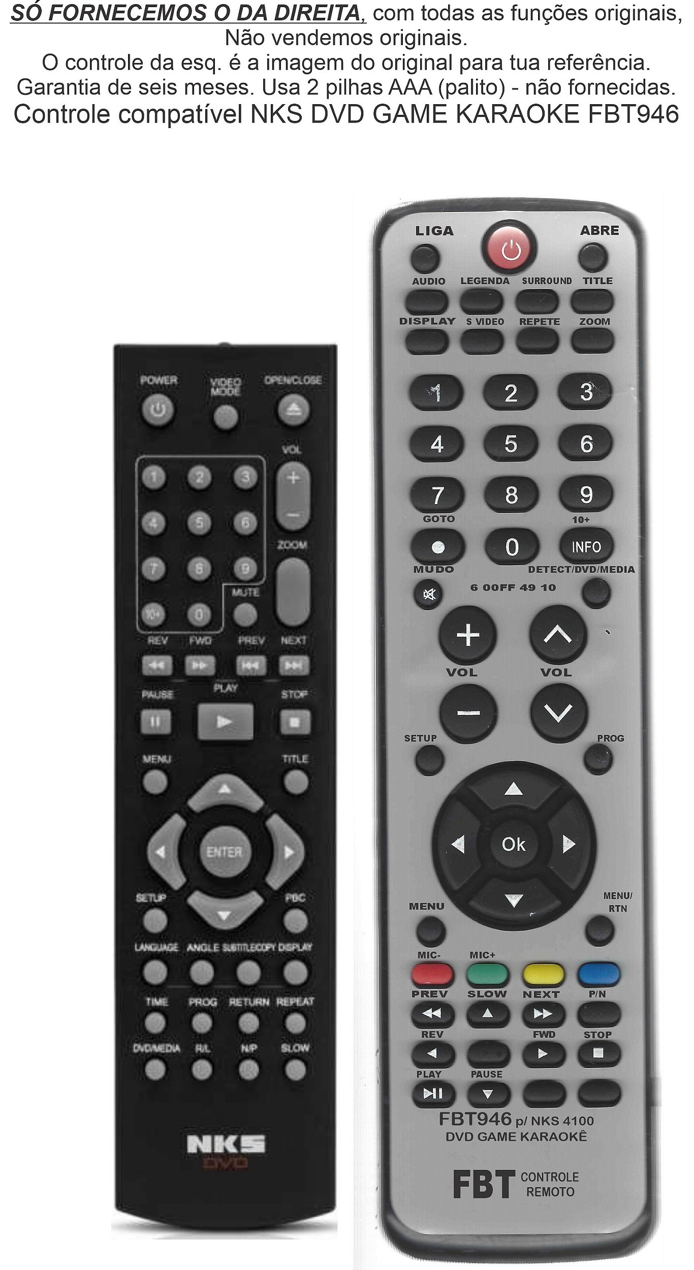 Controle Remoto Compatível DVD Samsung Karaokê P250K 0011E FBT355
