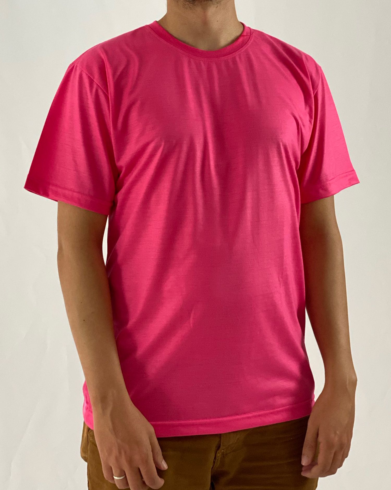 Camiseta Rosa Pink 100% poliéster para sublimação manga curta - CYBER3  Suprimentos