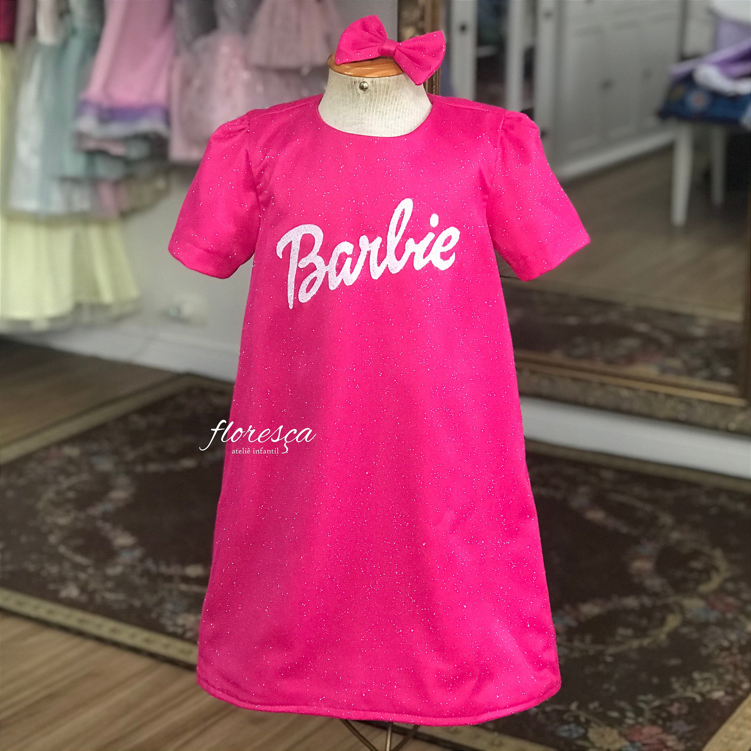 Vestido Barbie cachorro trapézio infantil