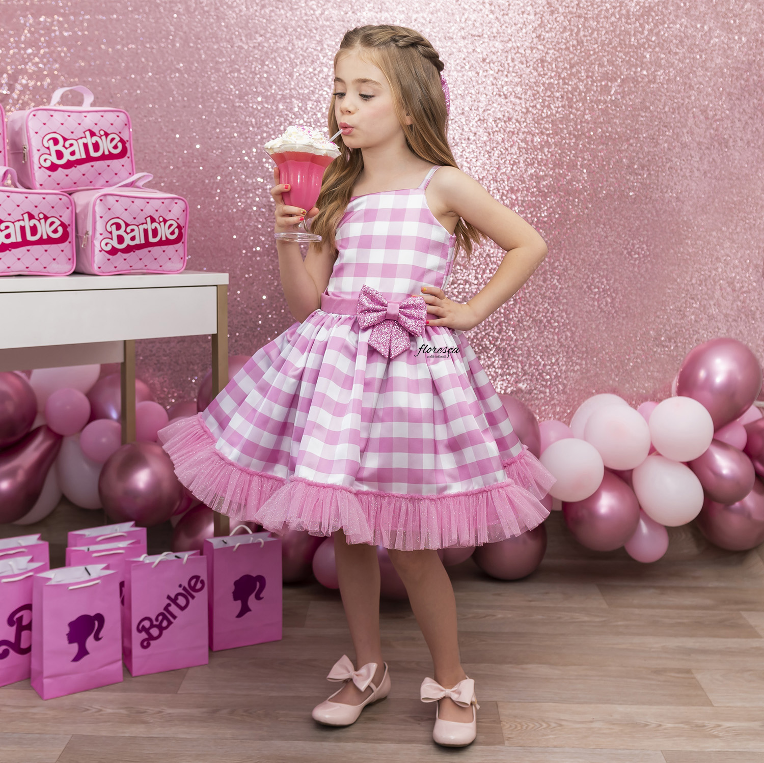 FANTASIA ROUPA ANIVERSARIO BARBIE LUXO SAIA TUTU ROSA INFANT