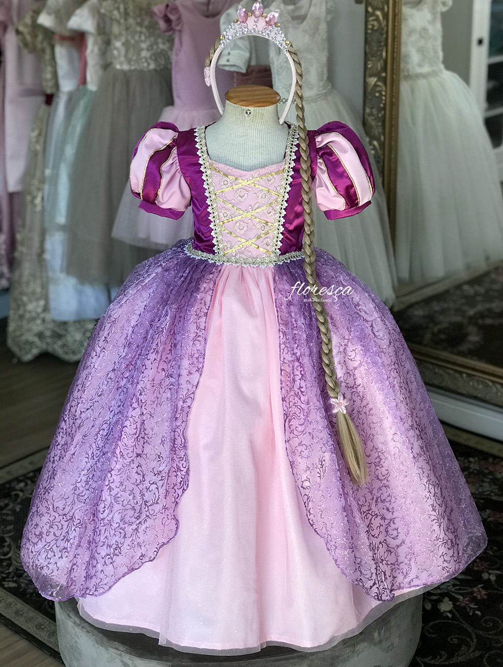 Vestido Infantil de Festa Rosa Bebê Luxo Princesa