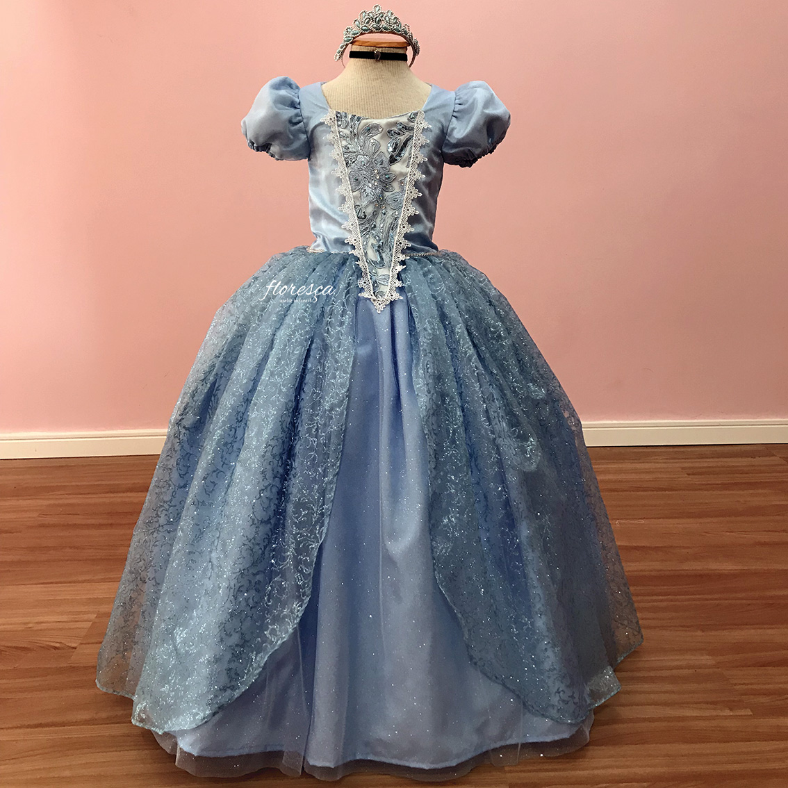 Vestido Infantil Princesa Cinderela Desenho Brilho