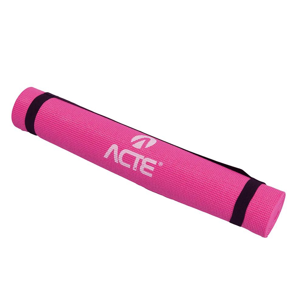 Yoga Mat Antiderrapante em PVC - 0,4cm De Espessura -1,70m comprimento -  Rosa T10-R - Acte Sports - Crosshop Brasil