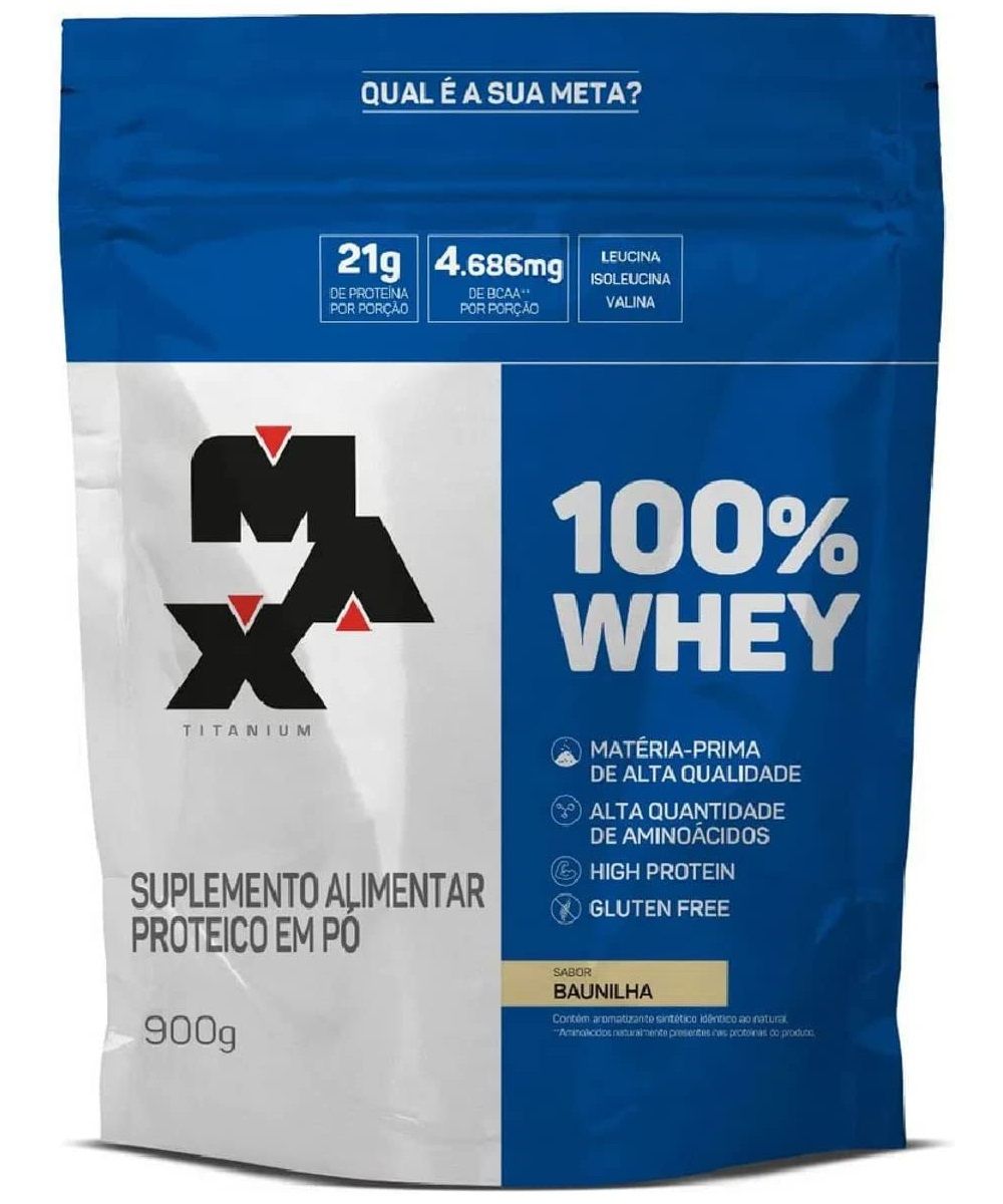 100% Whey Protein Refil (900g) Max Titanium - Baunilha - Crosshop Brasil