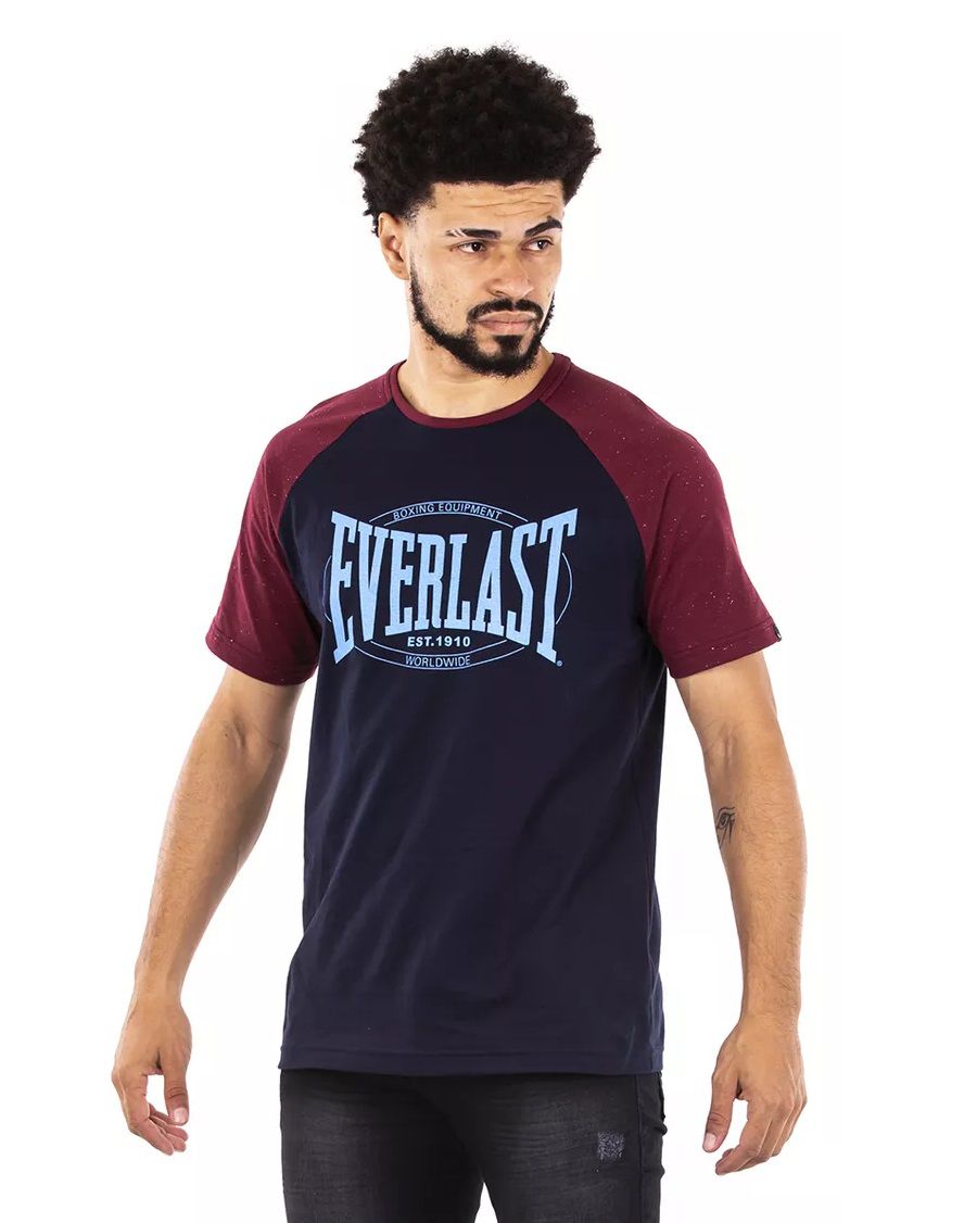 Camiseta Everlast Fundamentals Preto/Vermelho com Logo Azul - Masculino -  Crosshop Brasil