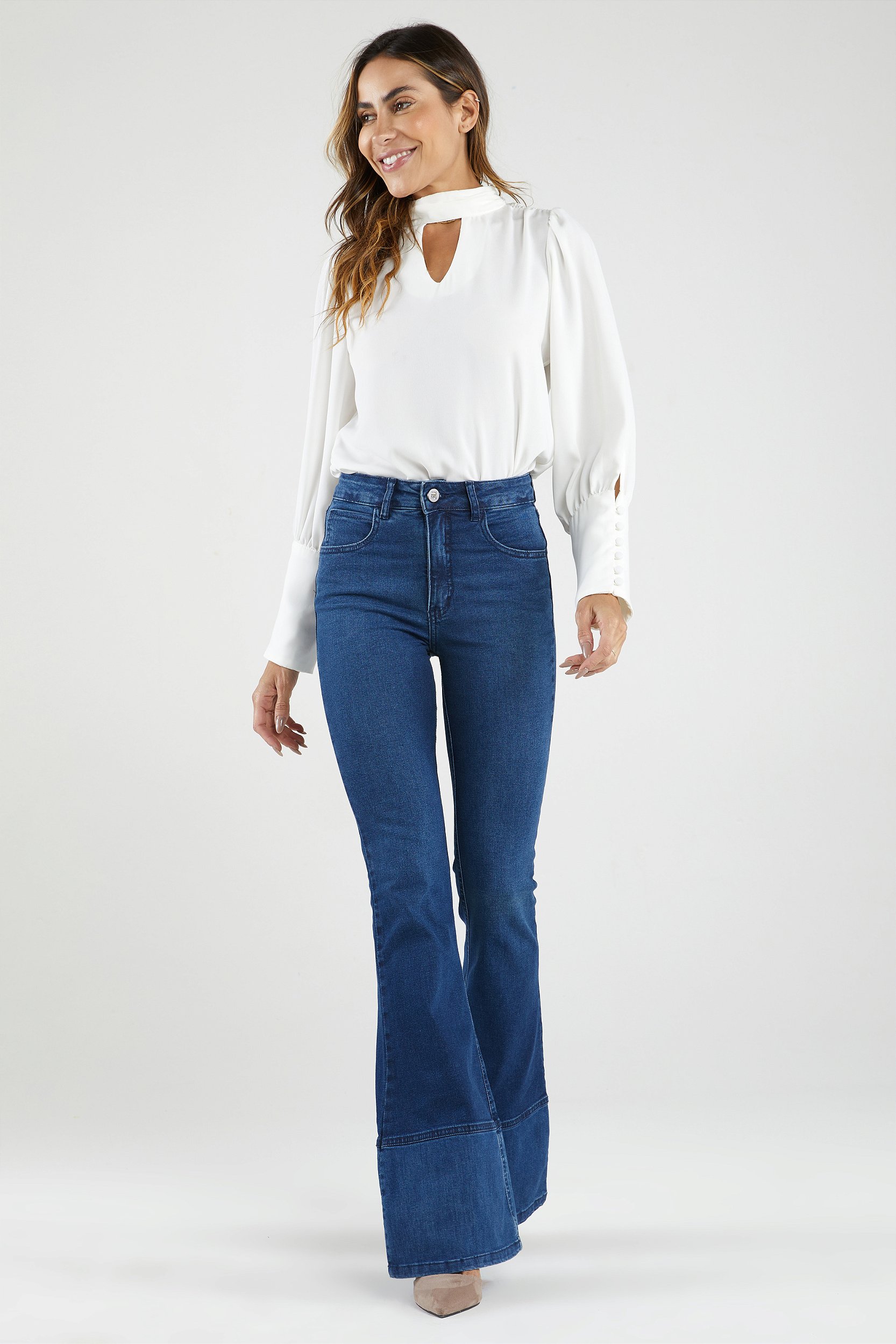 Calça Jeans Feminina Flare Composê - Qatar - Santé Denim