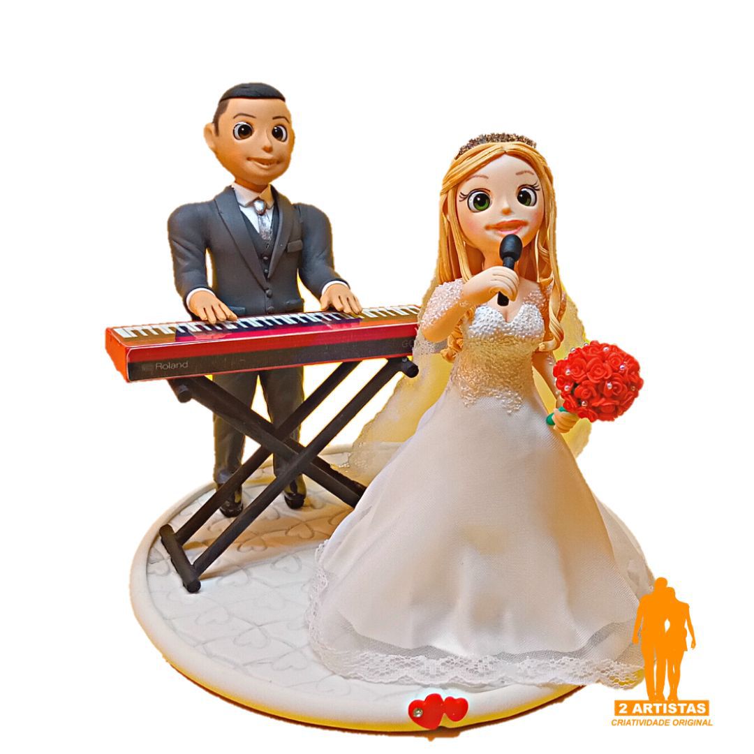 Topo de bolo de casamento personalizado, sr. e sra. com noivo em