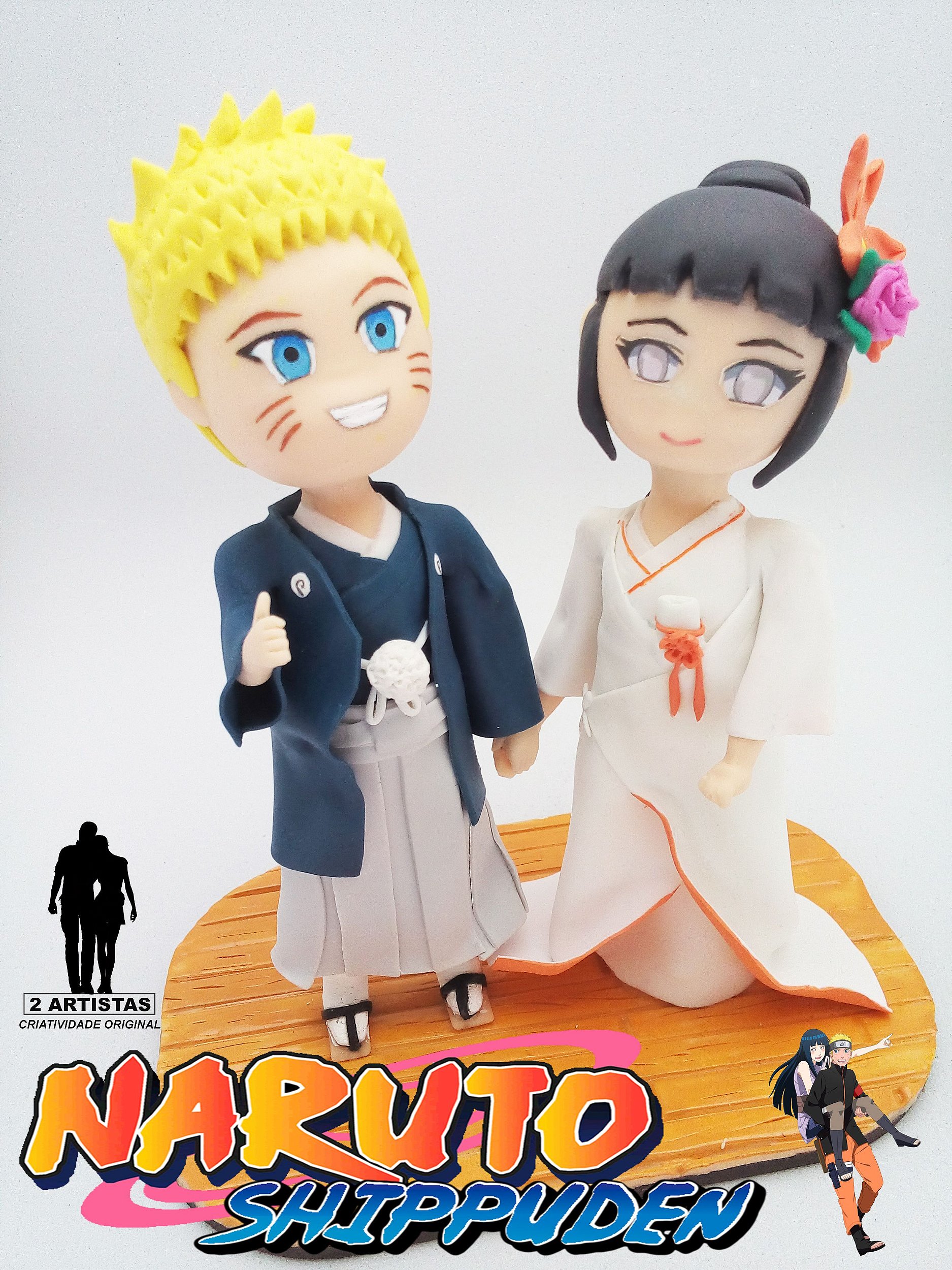 Topo De Bolo De Casamento Anime Geek Noivo Naruto e Noiva Hinata