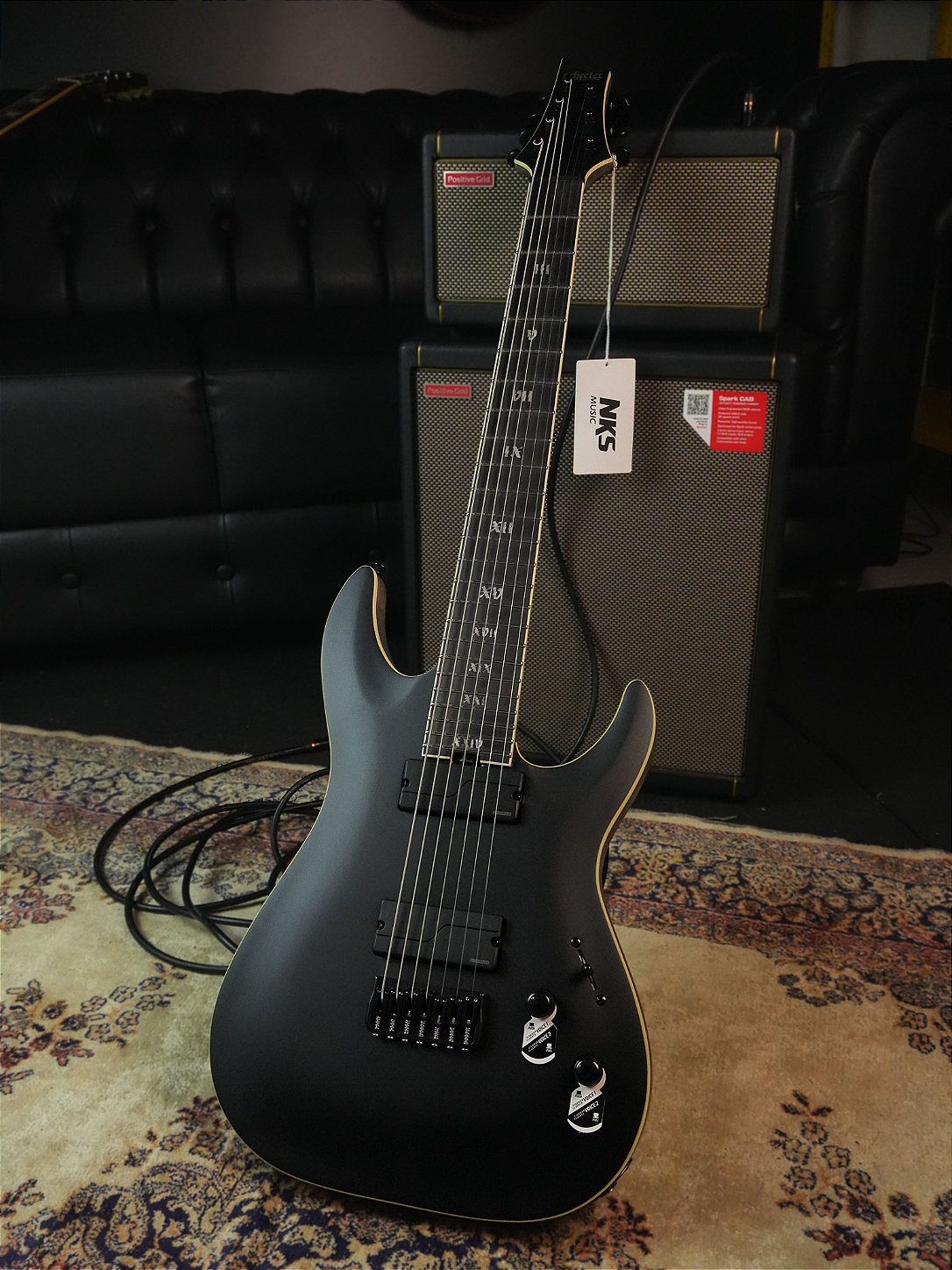 GUITARRA SCHECTER C-7 SLS ELITE EVIL TWIN SATIN BLACK 1349 KOR