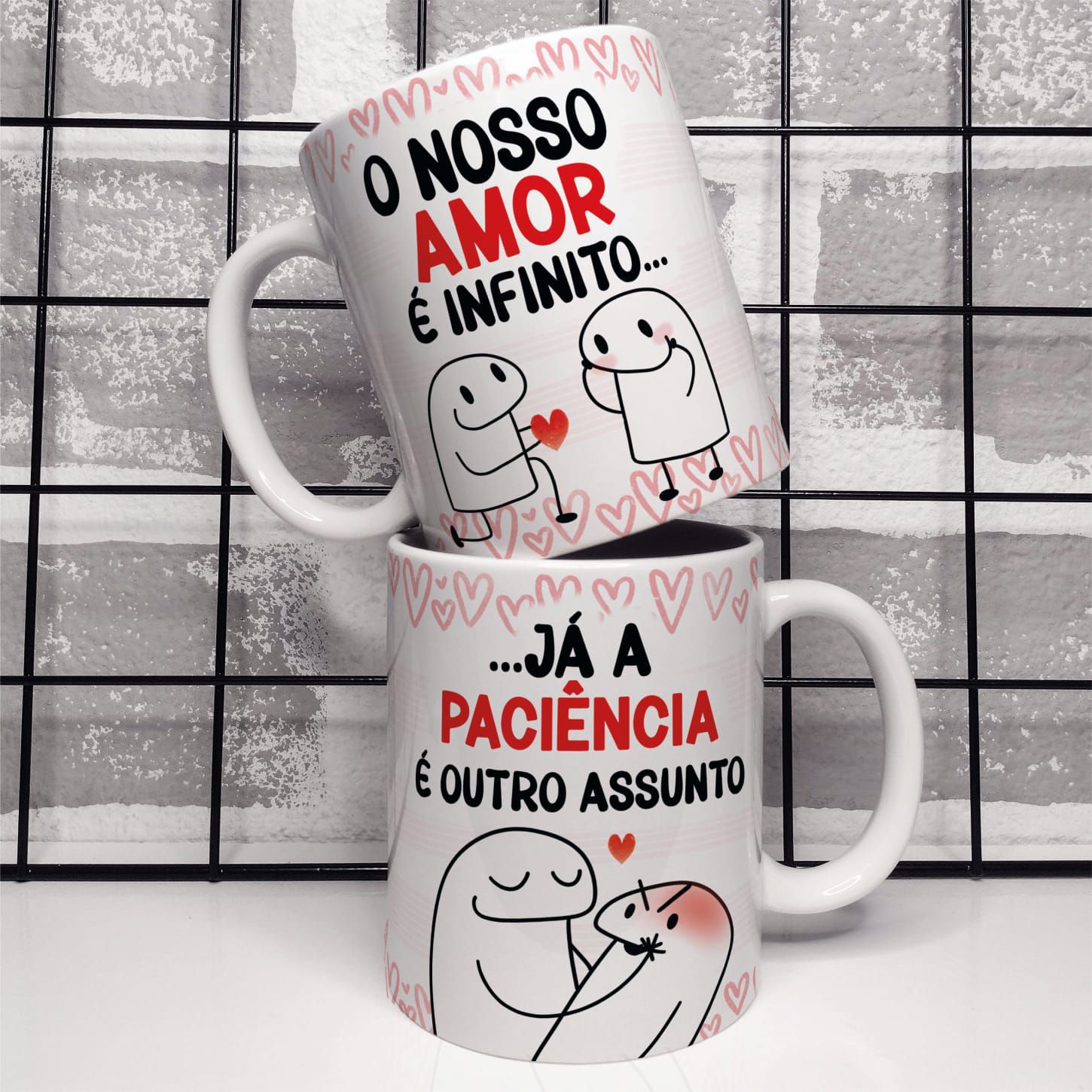 Caneca Personalizada Meme Flork - O nosso amor é infinito já a paciência é  outro assunto - Soso Personalizados