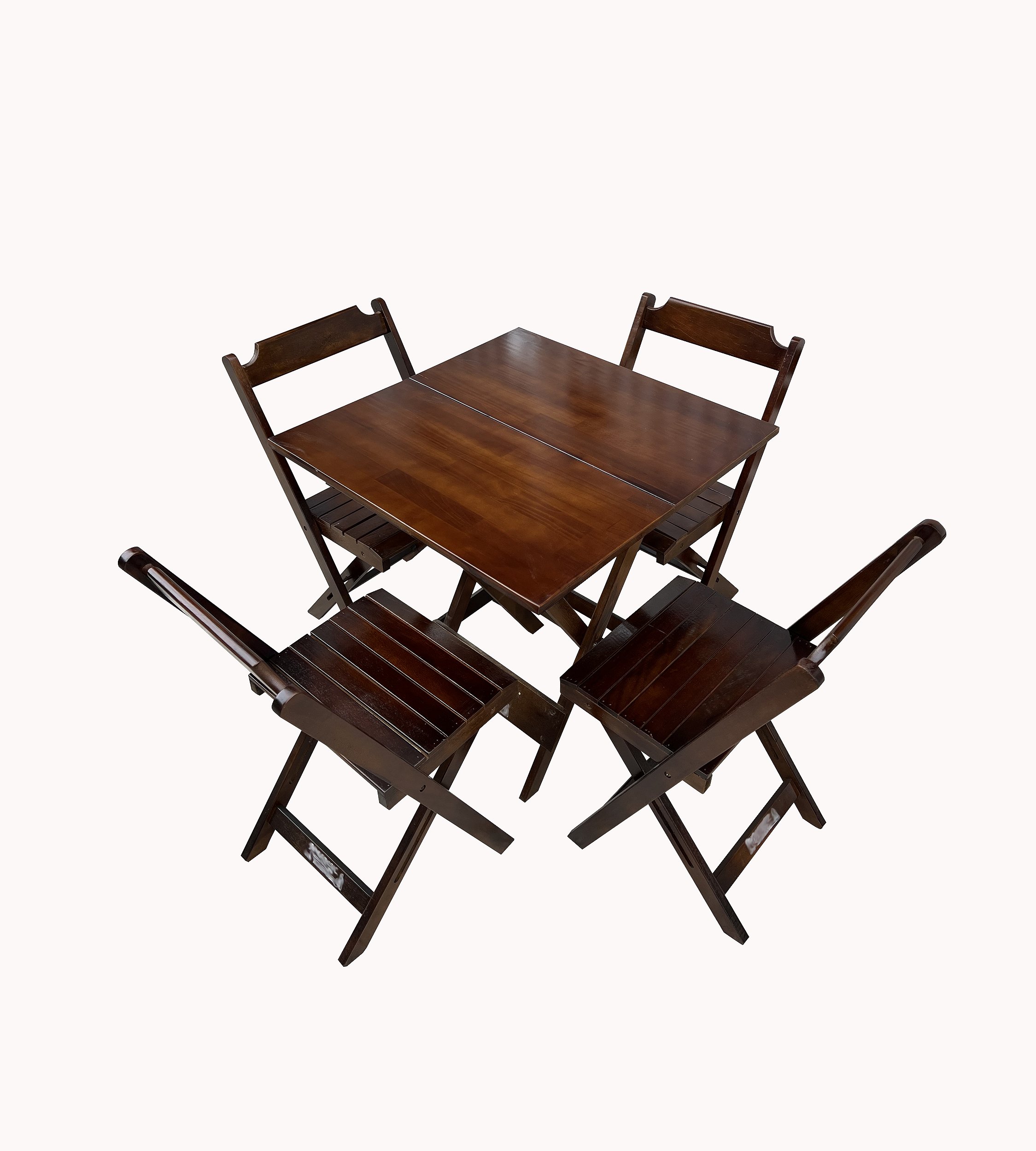 CONJUNTO DE MESA EM MADEIRA 4 CADEIRAS DOBRÁVEL IMBUIA 70X70-MADSIL - Loja  Santa Maria - A loja da sua Família