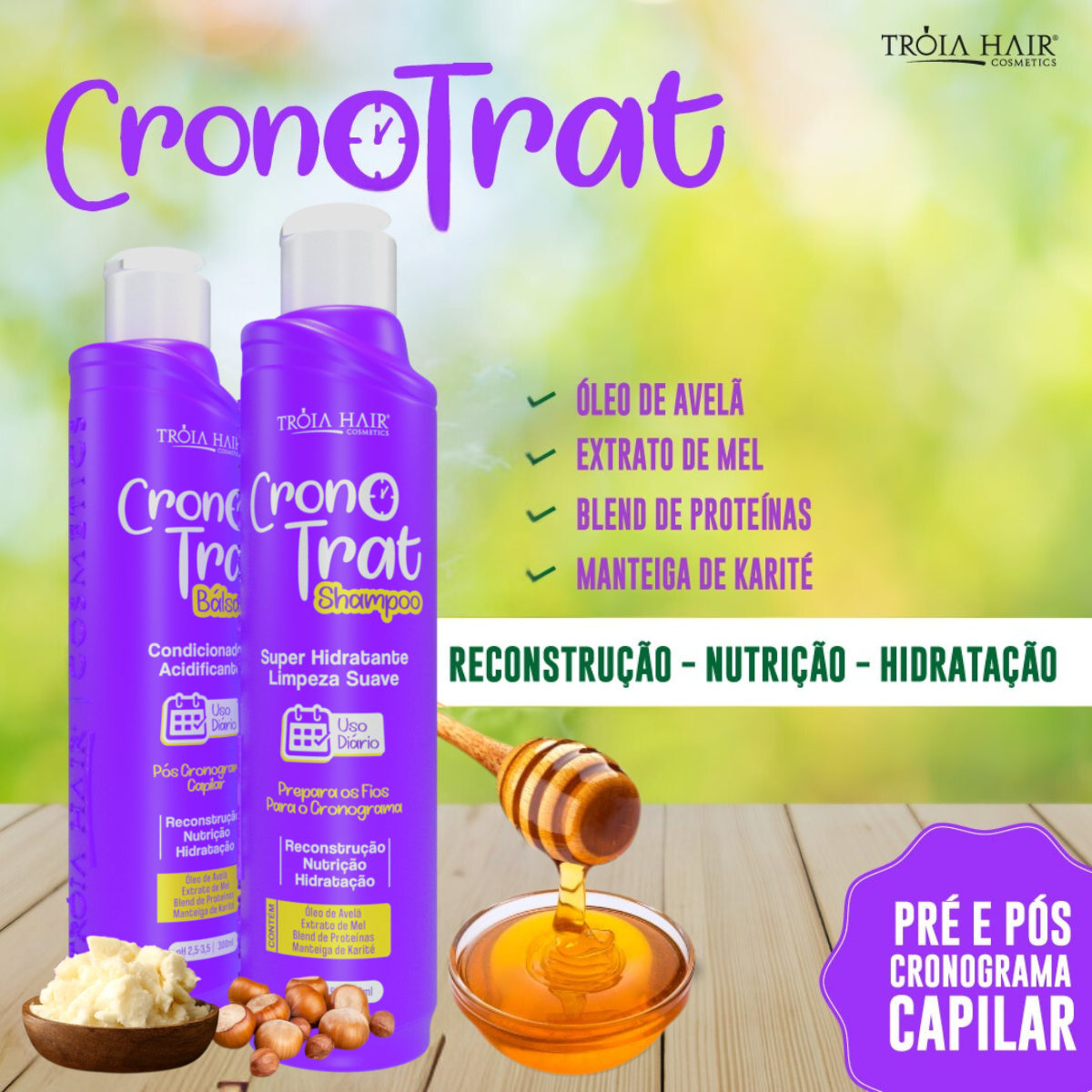 Kit Cronotrat 300ml + Tônico Milagroso 300ml + Máscara Furacão 250g