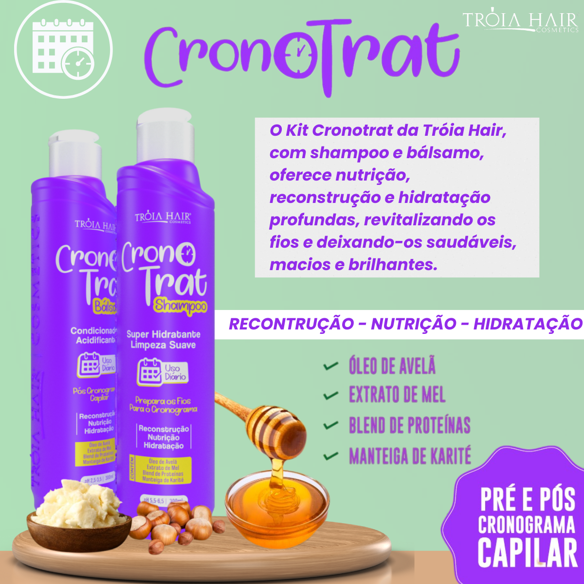 Kit Cronotrat 300ml + Tônico Milagroso 300ml + Máscara Furacão 250g