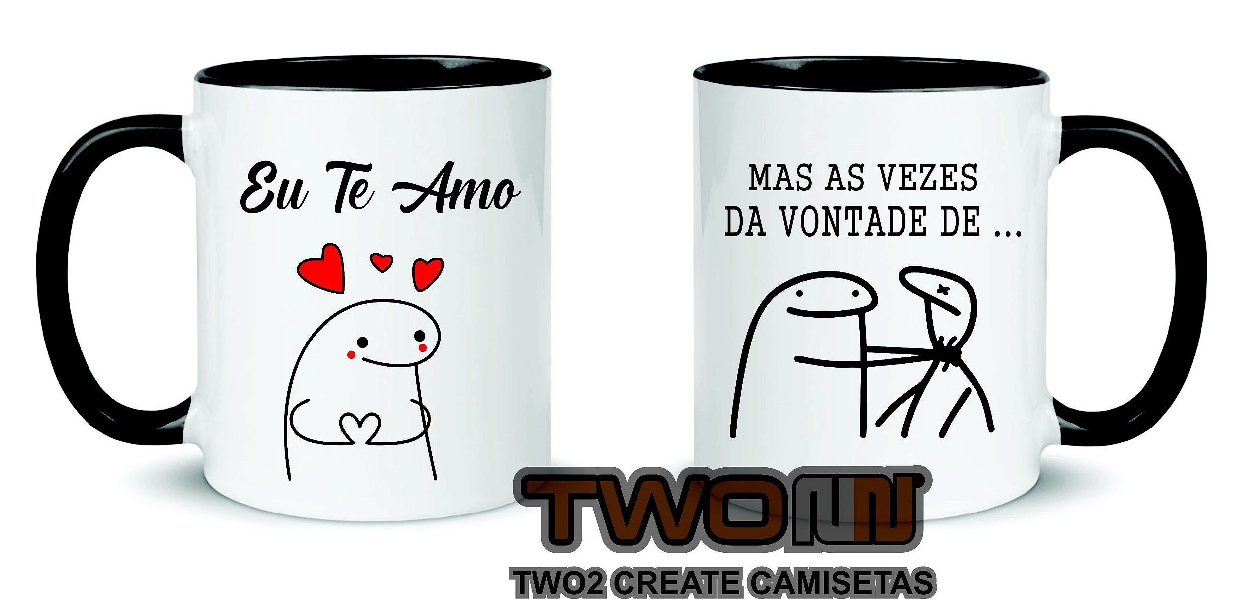 Caneca Eu te Amo mas as vezes da vontade de Meme Flork