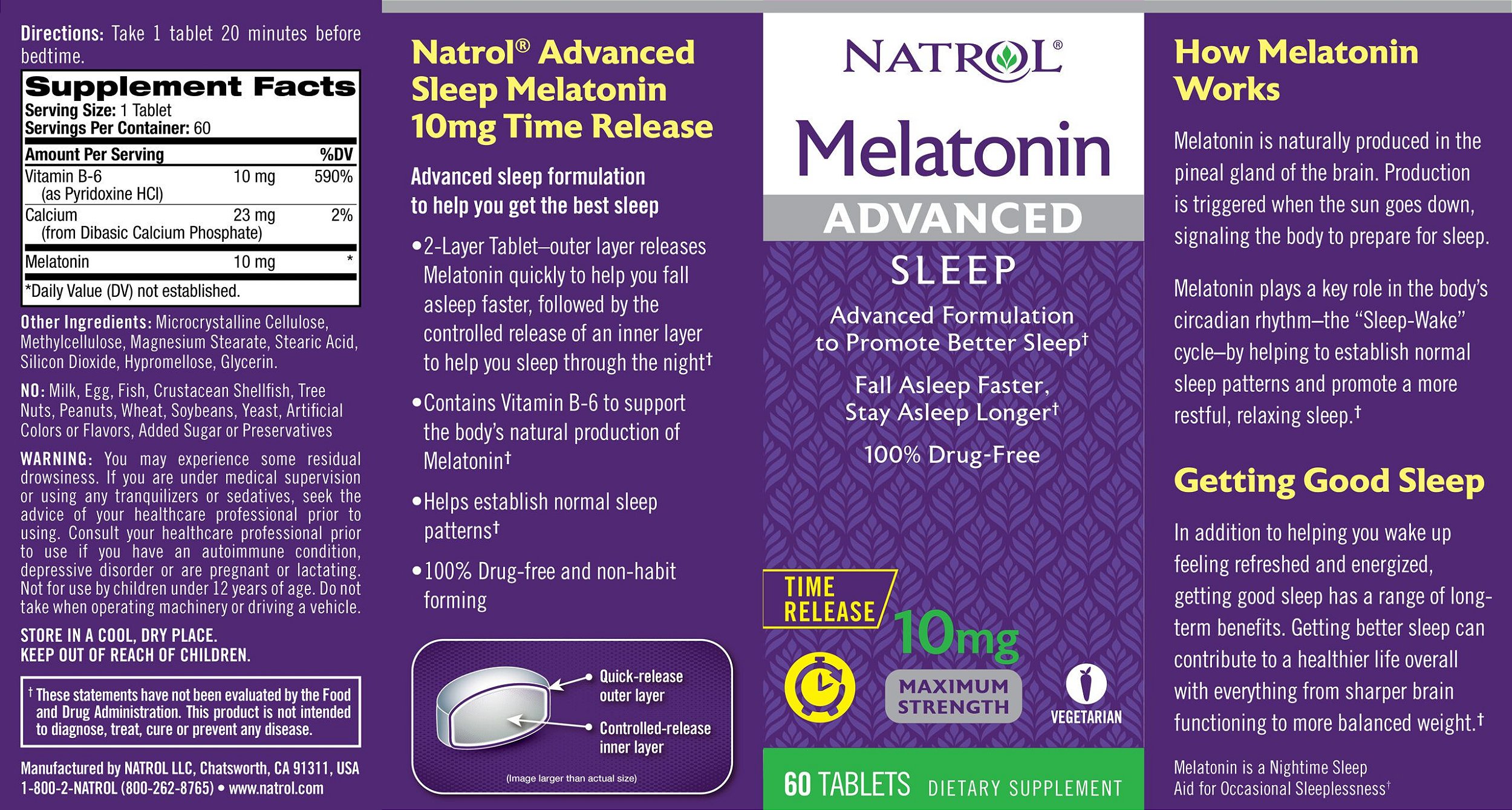 Melatonina Advanced Sleep 10mg (60 tabs) - Natrol - Todas Vitaminas ...