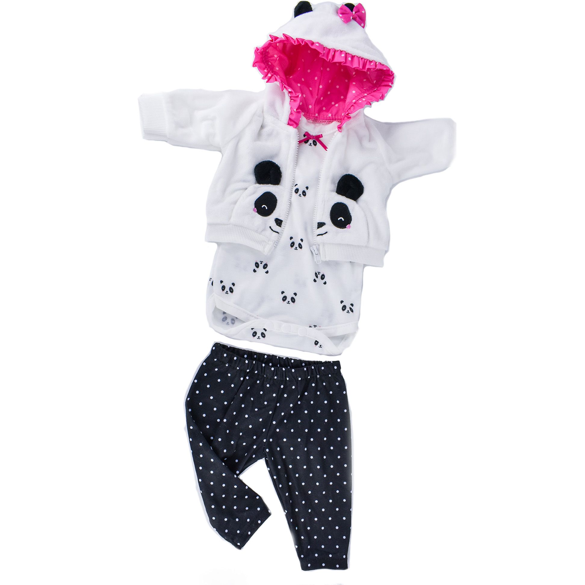 Roupa Para Boneca Bebê Reborn Com Casaco Panda 