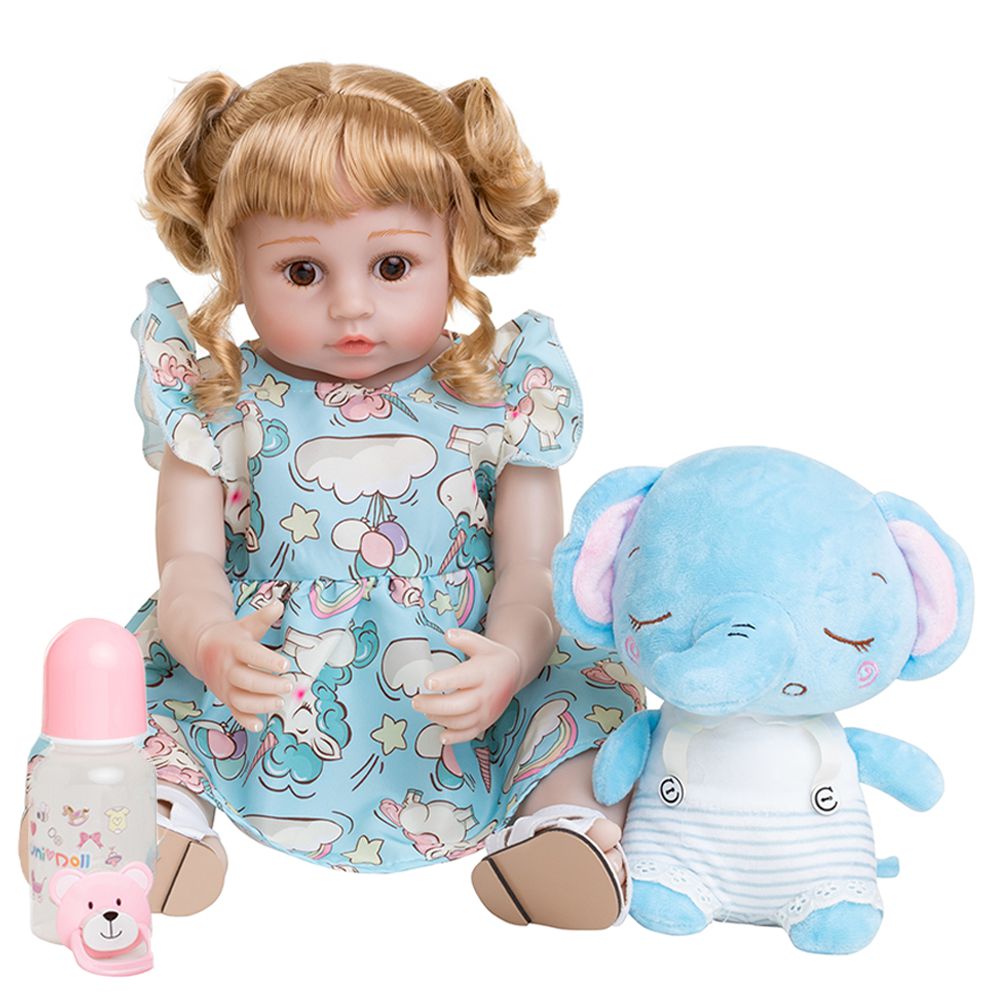 Boneca Bebê Reborn Menina Loira Toda Silicone Original 55 Cm