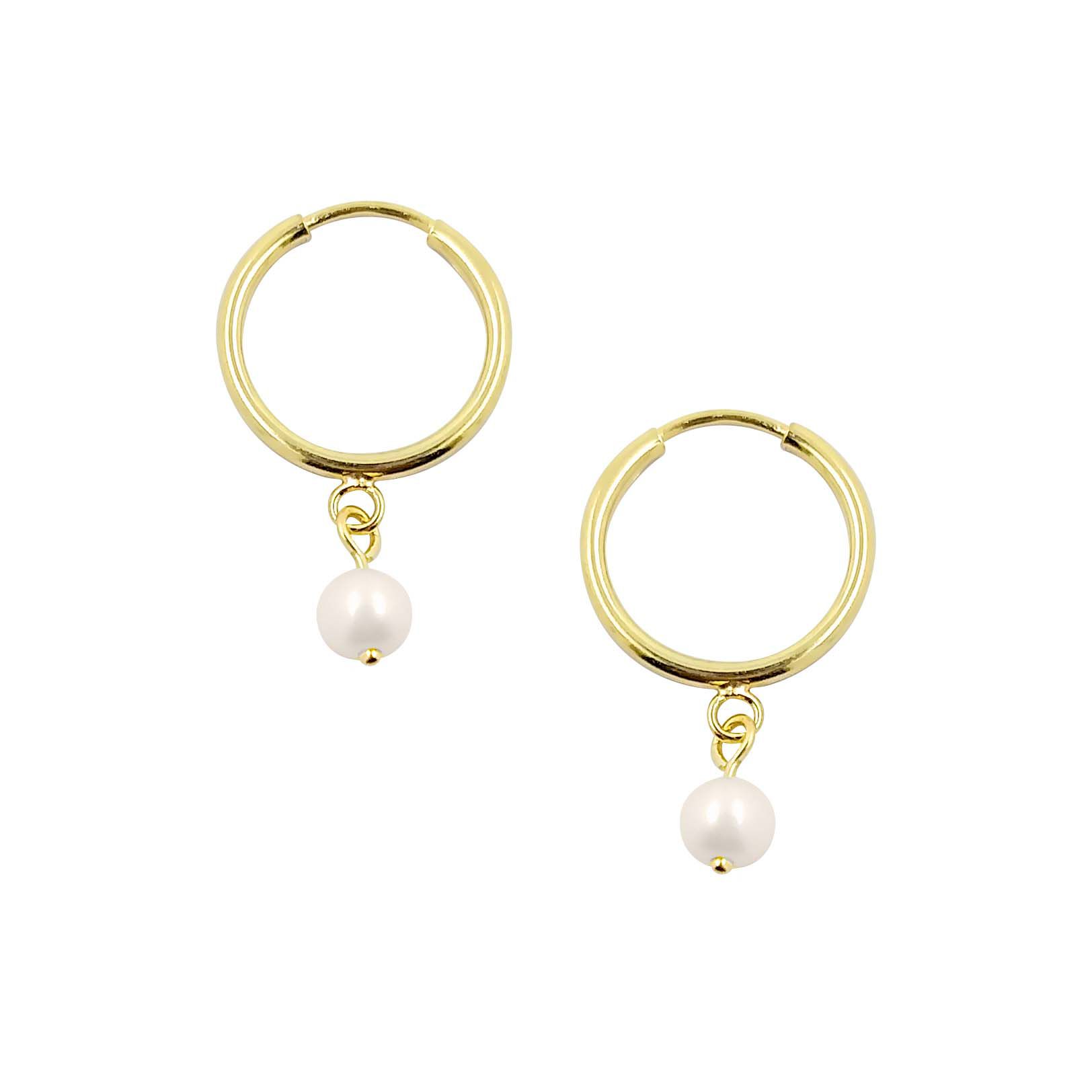 Brinco de Argola com Pérola Cristine banhado ouro 18k