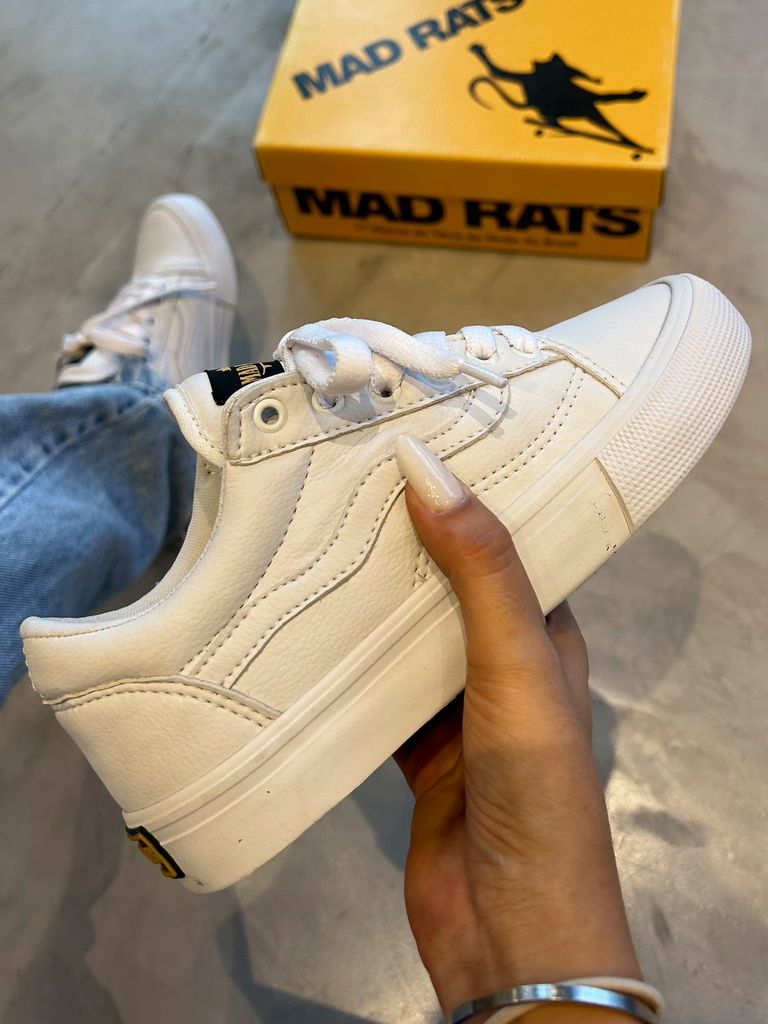 Tênis Mad Rats OldSchool PU Branco/Laranja - Tênis Feminino