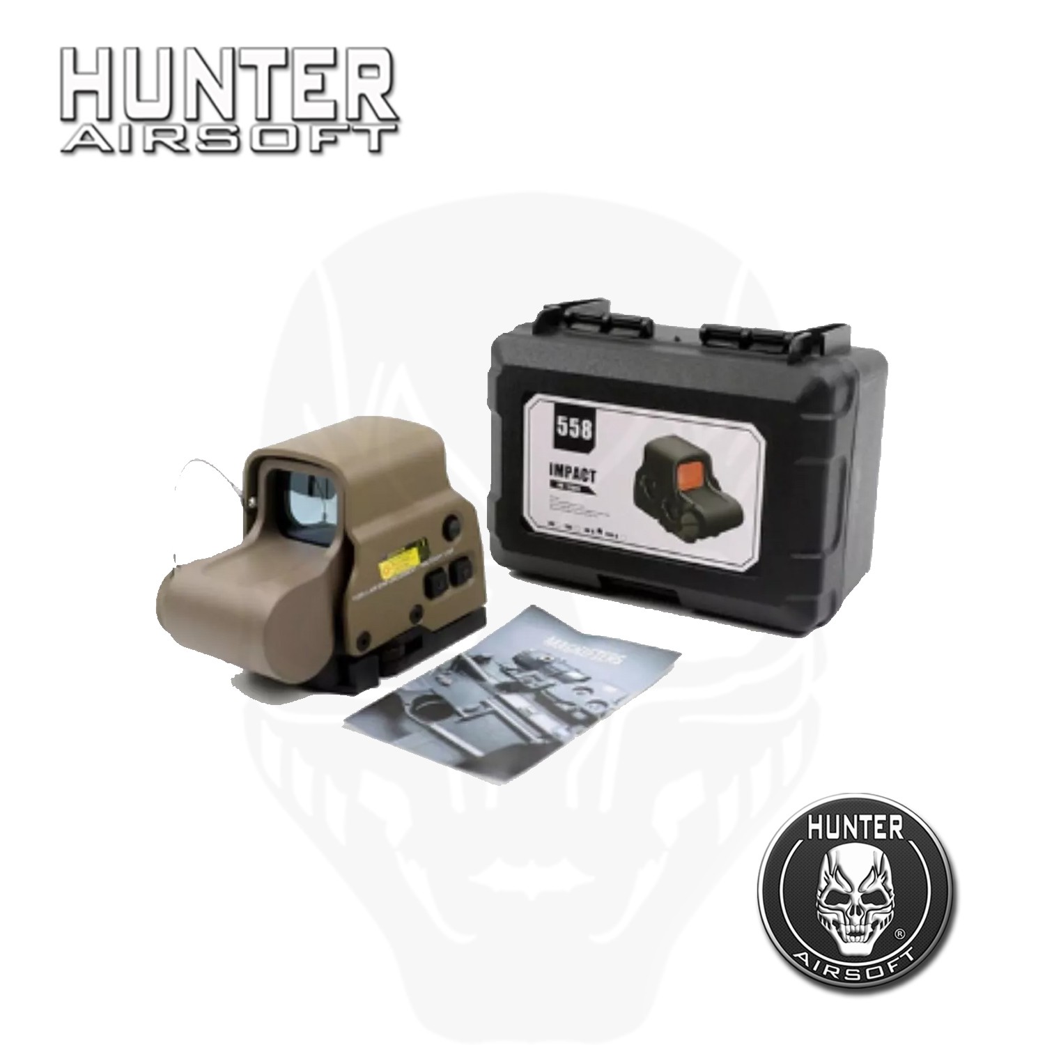 Red Dot mod Eotech 558 trilho 22mm Tan réplica Hunter Airsoft Hunter Airsoft