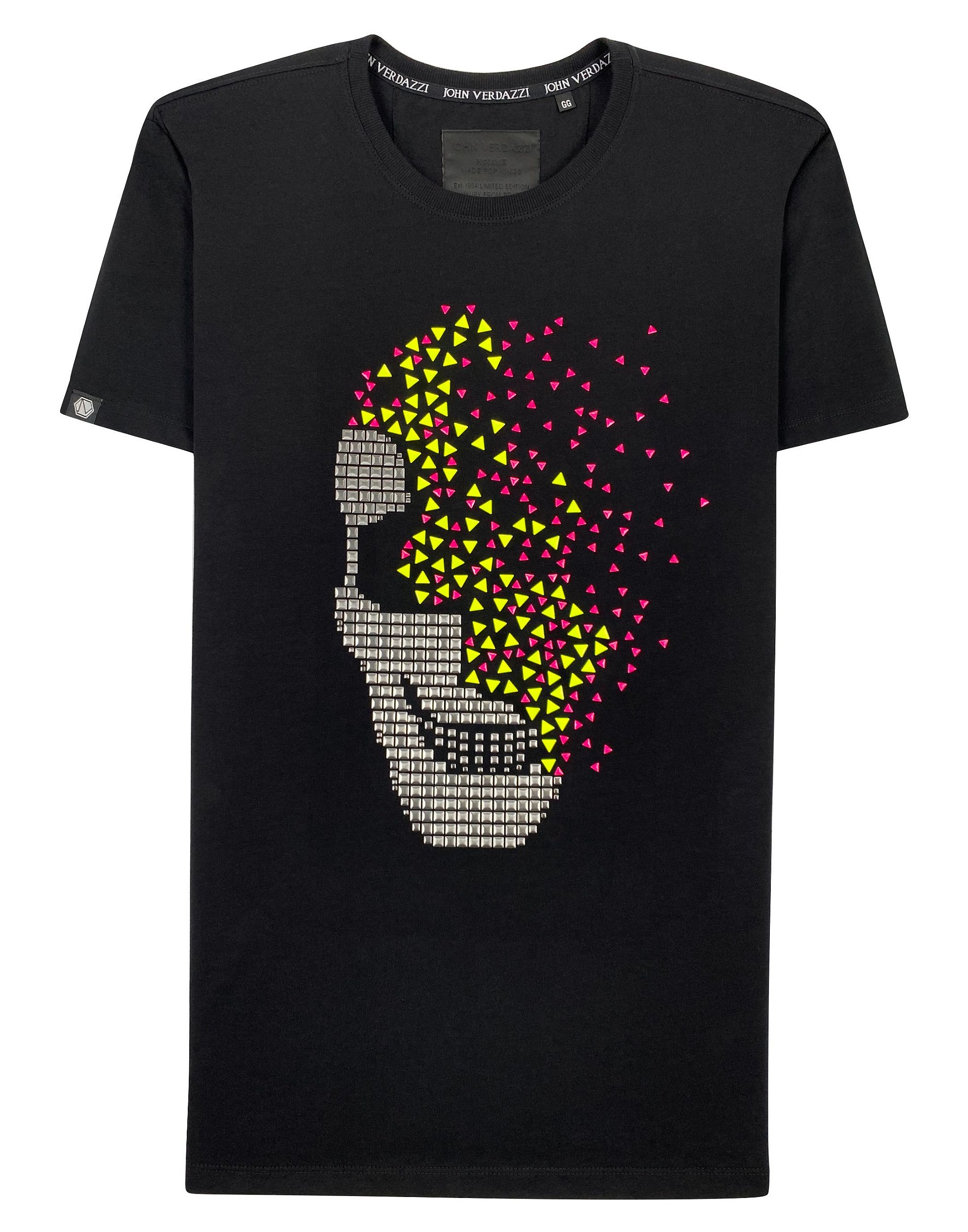 Camiseta masculina premium preta caveira granulada neon - JOHN VERDAZZI:  The Ultimate Fashion Luxury E-Shop - Site Oficial