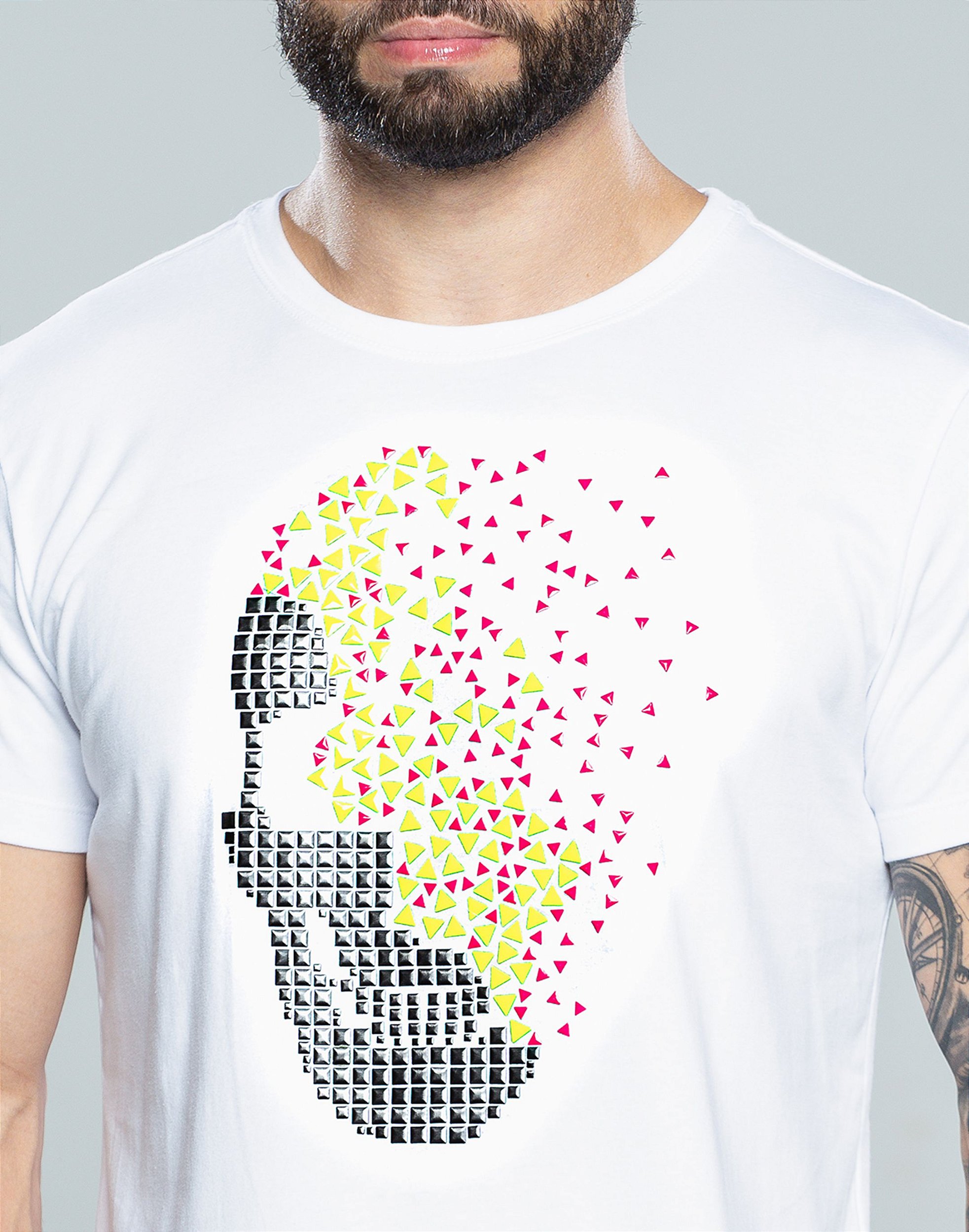 Camiseta masculina premium preta caveira granulada neon - JOHN VERDAZZI:  The Ultimate Fashion Luxury E-Shop - Site Oficial