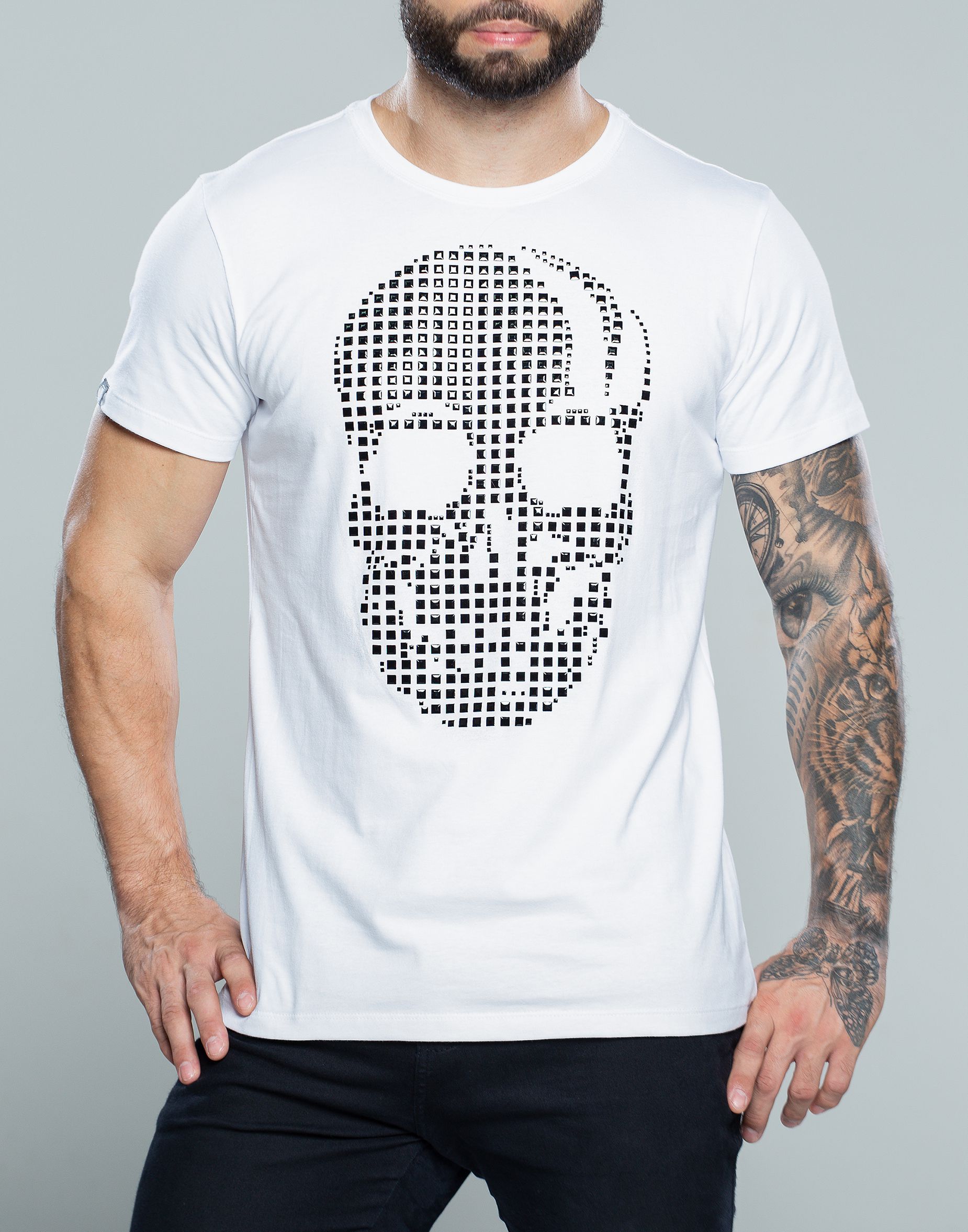 Camiseta masculina premium preta caveira granulada neon - JOHN VERDAZZI:  The Ultimate Fashion Luxury E-Shop - Site Oficial