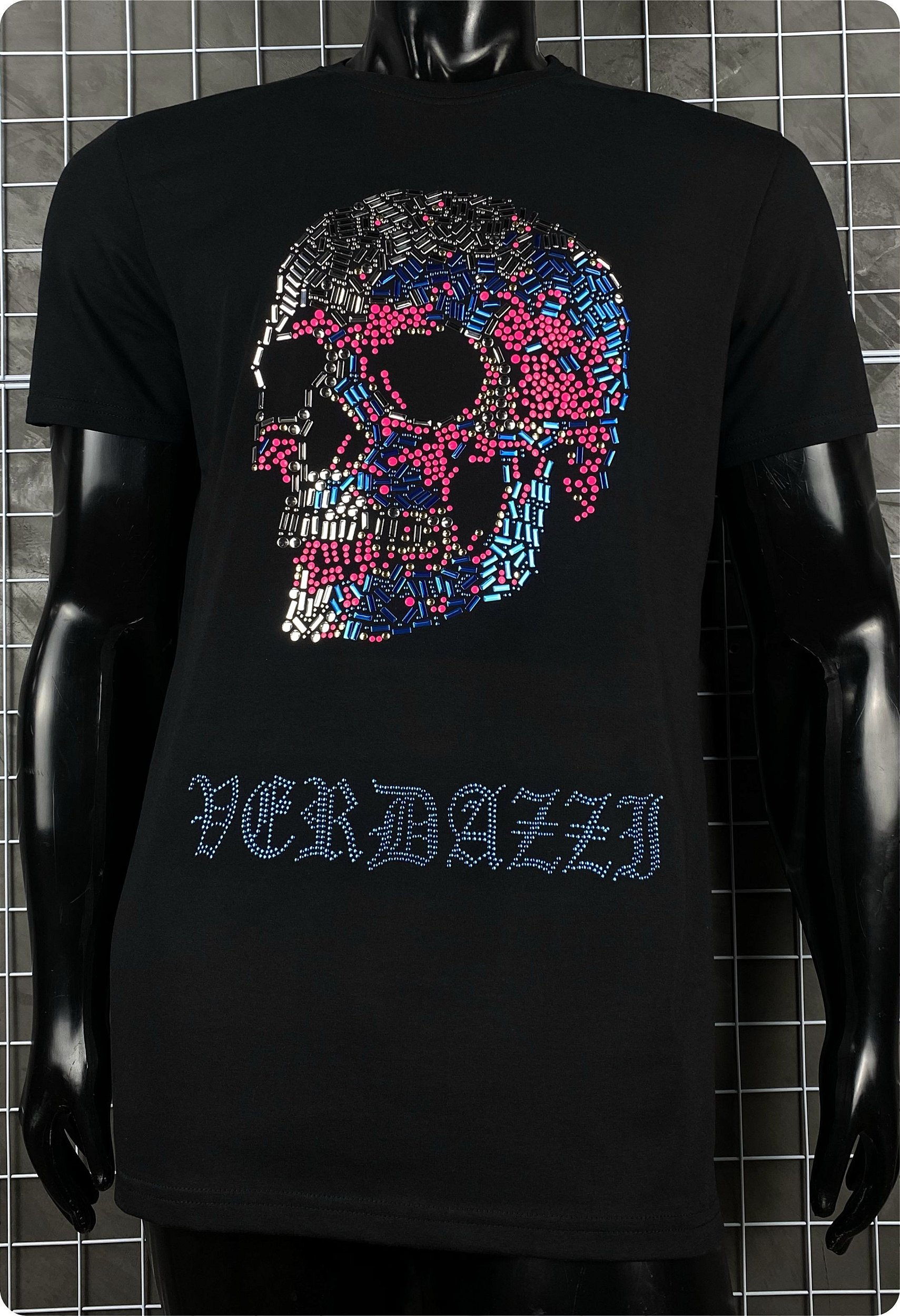 Camiseta masculina premium preta caveira granulada neon - JOHN VERDAZZI:  The Ultimate Fashion Luxury E-Shop - Site Oficial