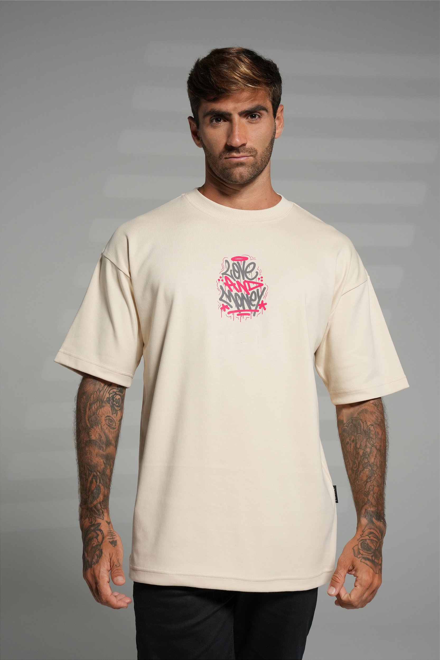 Camiseta Oversized em Algodão com Textura Waffle e Manga Curta Marrom Claro