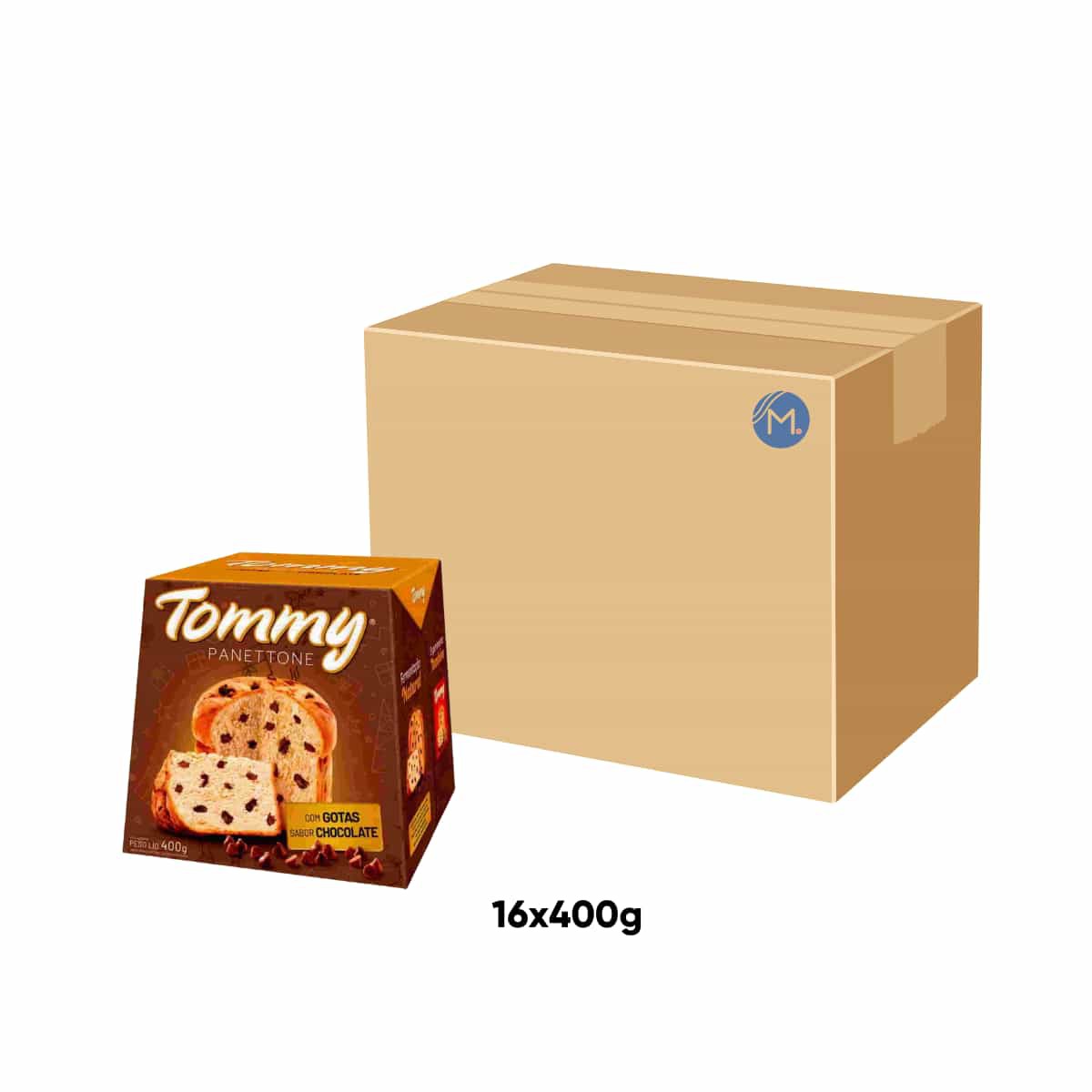 Caixa Panettone Chocottone com Gotas de Chocolate Tommy com 18 unidade -  Mercadoce - Doces, Confeitaria e Embalagem