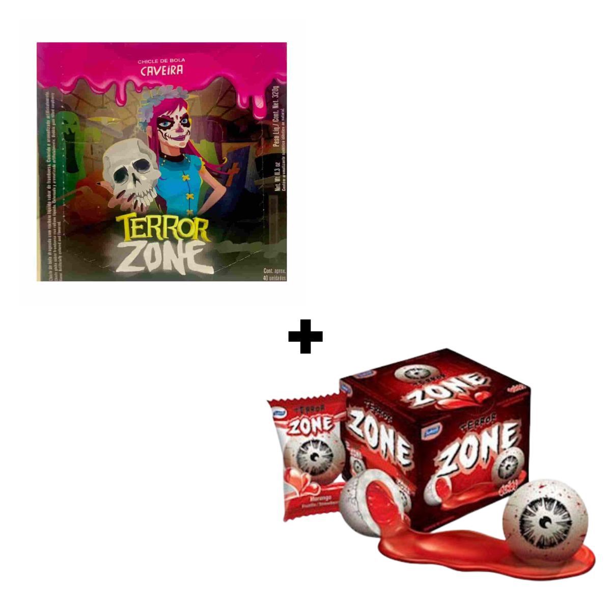 Kit Chicletes Terroz Zone Caveira + Terror Zone Olho Sukest