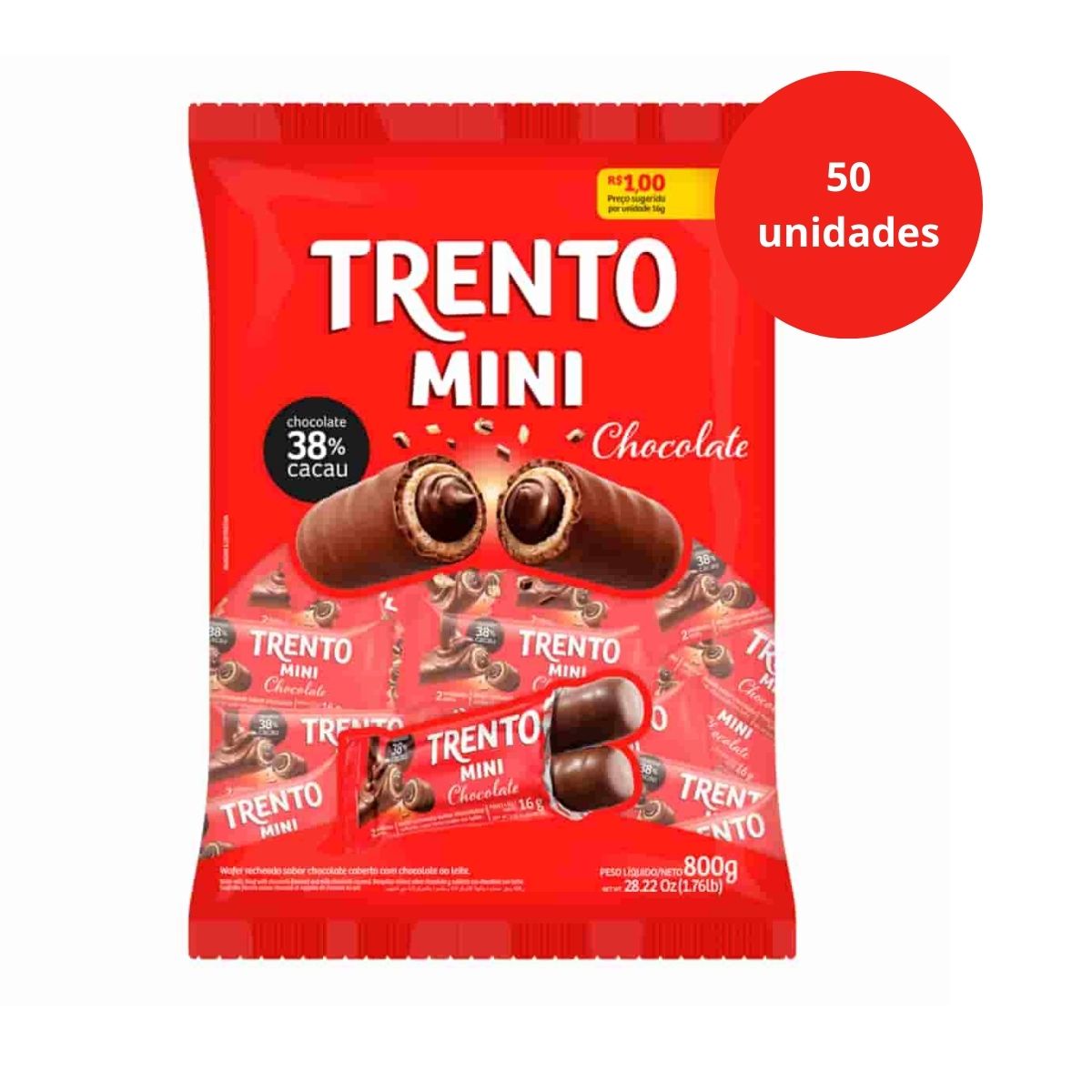Kit 2 Pacotes Trento Mini Chocolate Ao Leite Chocolate Branco 800g kit-2-pacotes-trento-mini-chocolate-ao-leite-chocolate-branco-800g