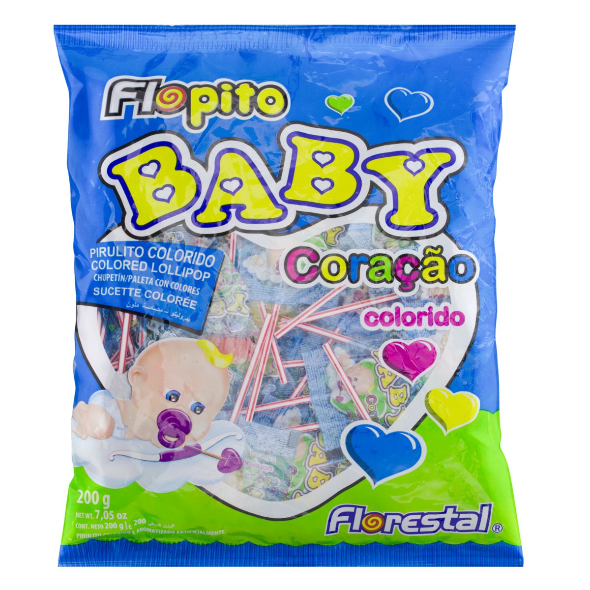 Pirulito Florestal Flopito Baby Mini Sabor Tutti Frutti 200g