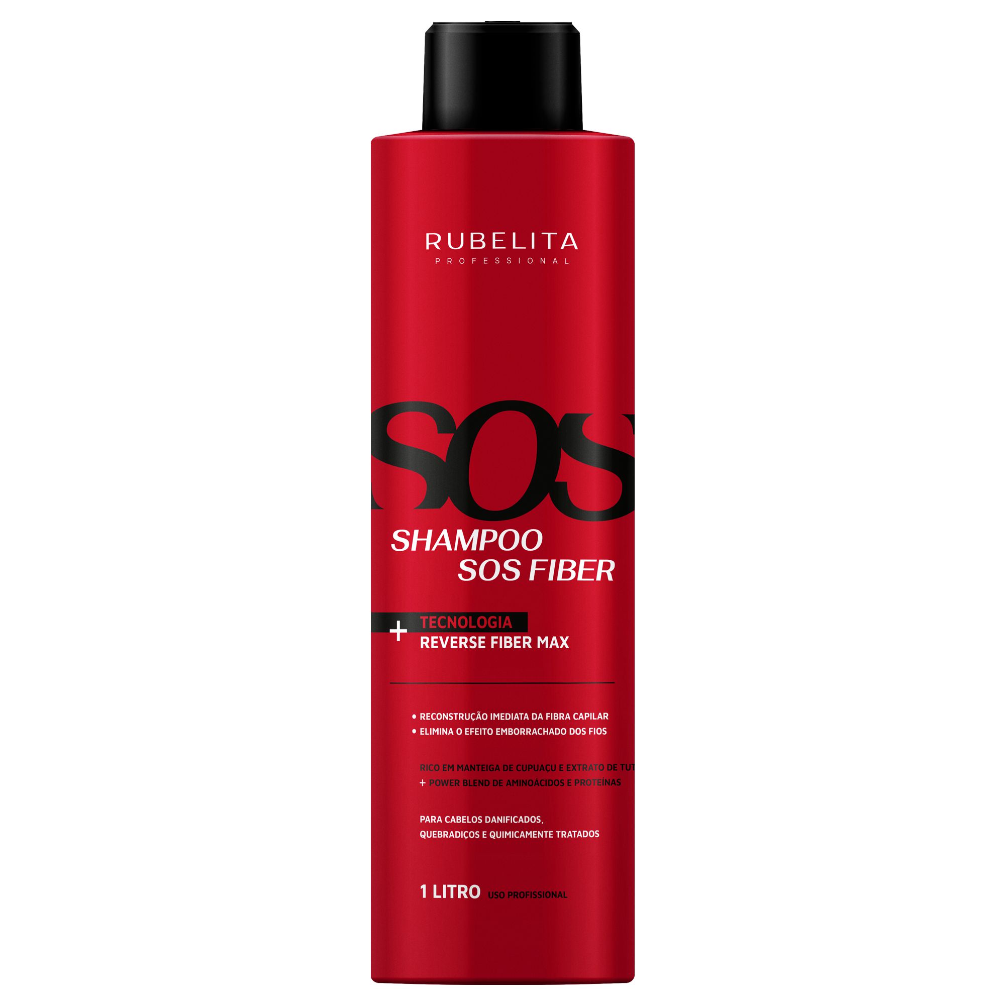 Shampoo Sos Fiber 1 Litro - Rubelita Professional - Rubelita Professional -  Cosméticos