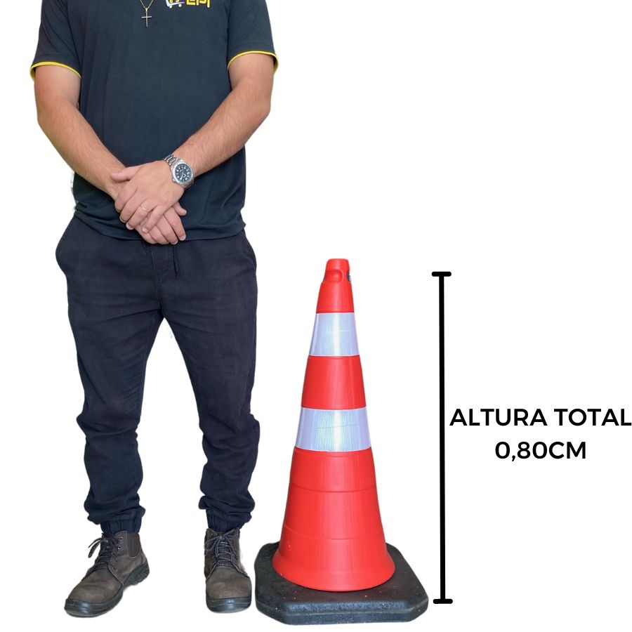 CORPO DO CONE COM BASE PRETA 75CM LARANJA PLASTCOR - ARMAZEM DO EPI ...