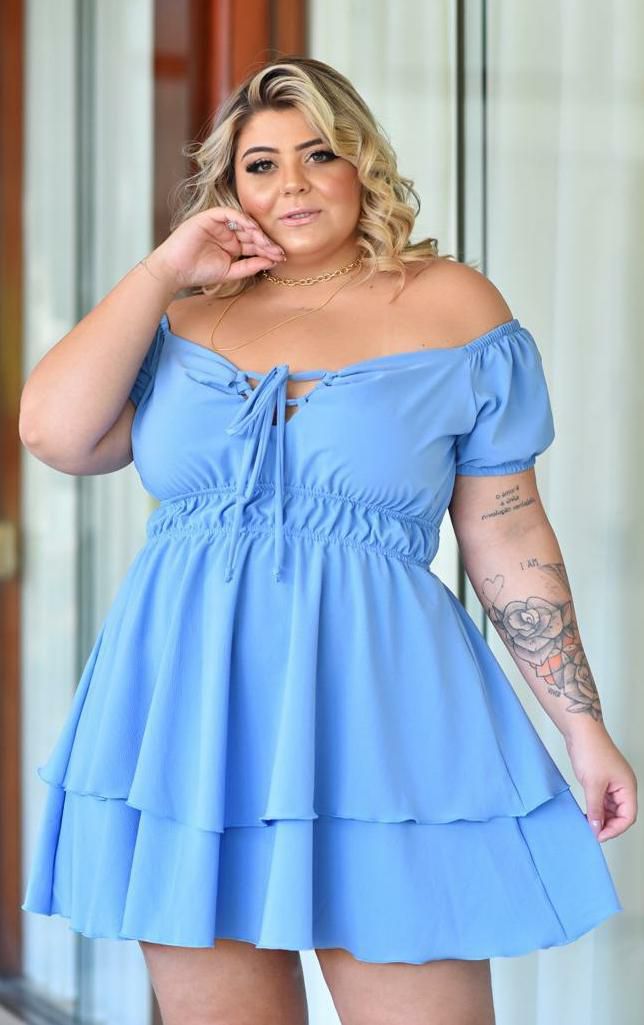 Vestido ciganinha azul Bianca Evidence Plus