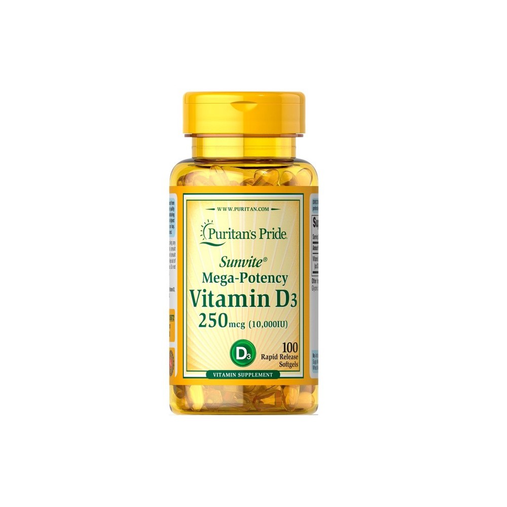 Vitamina D-3 10,000 Ui 100 Softgels - Puritan's Pride - BH Suplementos