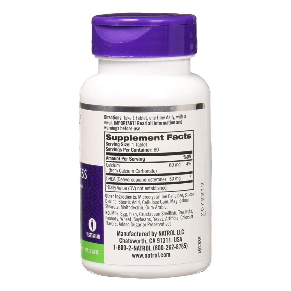 DHEA Mood & Stress 50mg 60 Tabletes Natrol BH Suplementos
