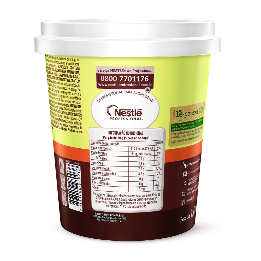 Pasta Cremosa Profissional Galak com Negresco 1,01kg Nestlé BH