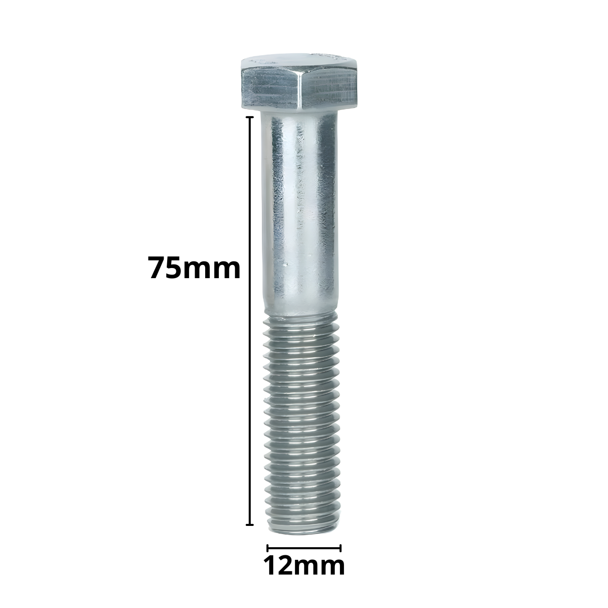 Viti Testa Esagonale M12-1.75 X 160mm, Classe 10.9, Zinco, Parzialmente Filettate, Confezione 15 Pezzi