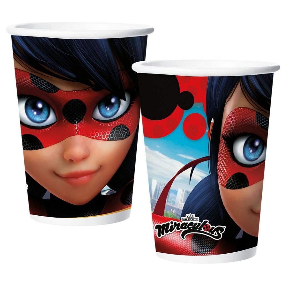 12 Copos Ladybug Cat Noir Core Festa De Aniversário 180 ML - Fantasia Kids