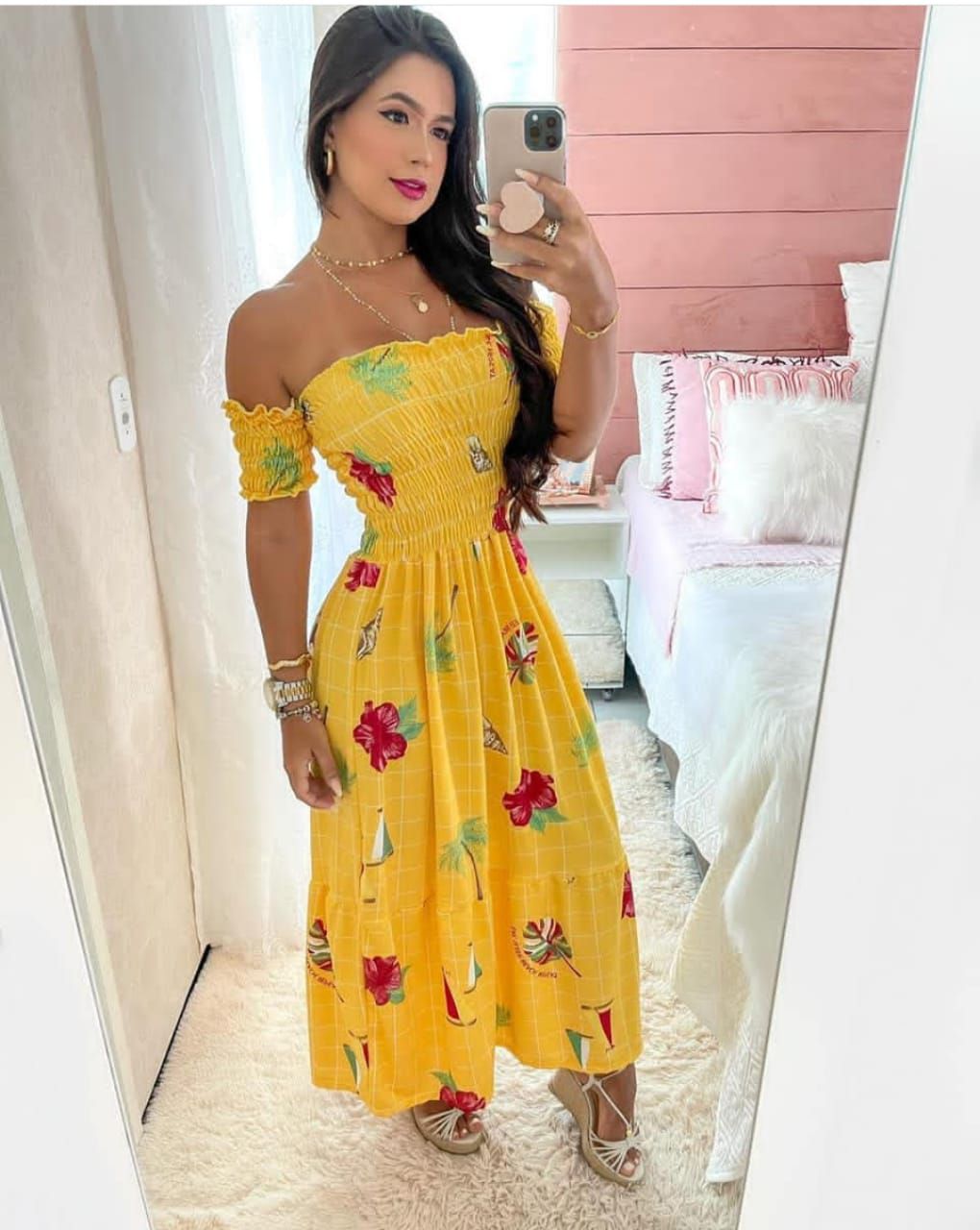 Vestido com Pontas Xadrez Amarelo